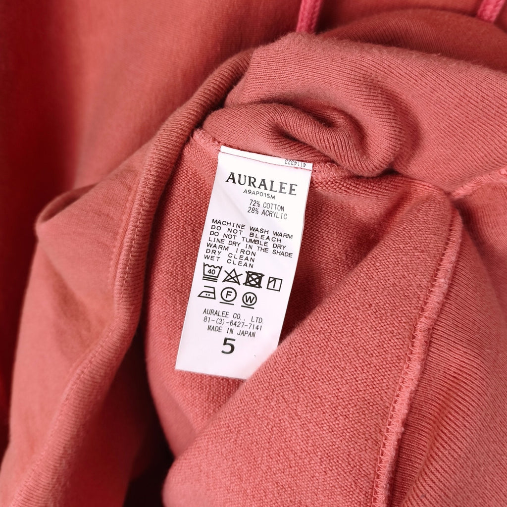 AURALEE Men's Made in Japan Salmon Pink Heavyweight Cotton Blend Hoodie