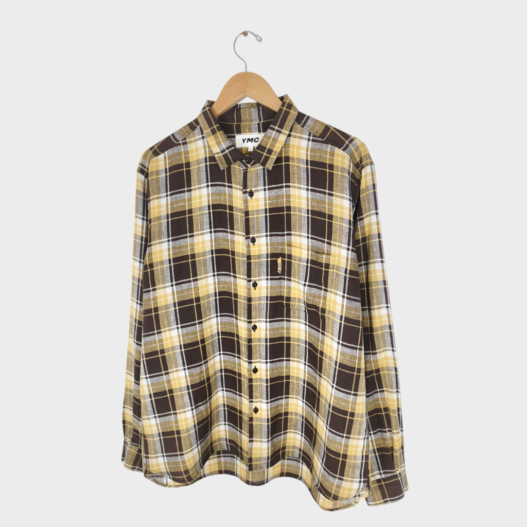 YMC You Must Create Men's 100% Linen Checked Shirt