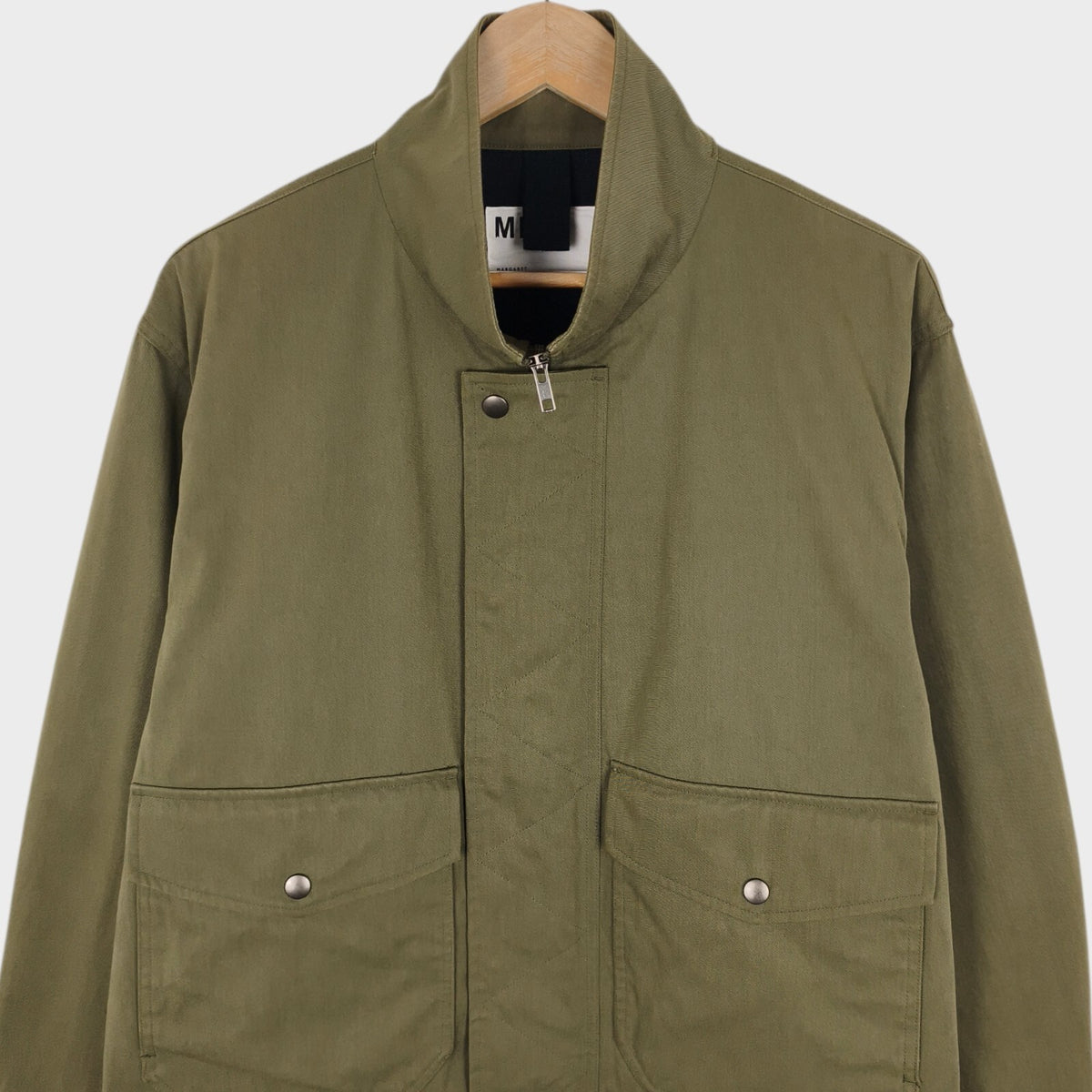MHL MARGARET HOWELL Men's Green Cotton Blend Twill Blouson Jacket