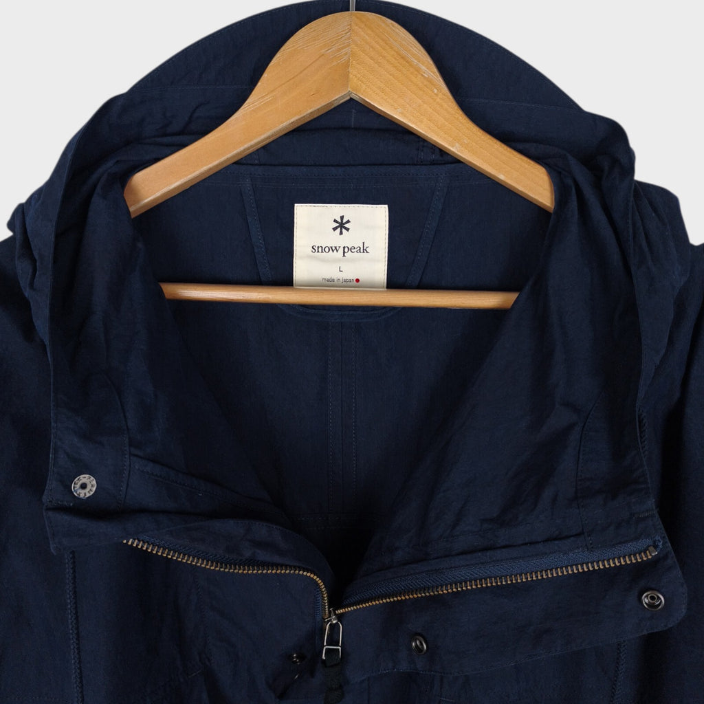 SNOW PEAK Men's Made in Japan Indigo Blue C/N Utility Pullover Parka Jacket