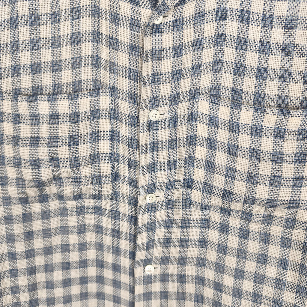 BEAMS PLUS Men's Made in Japan 100% Linen Checked Knitted Vacation Shirt