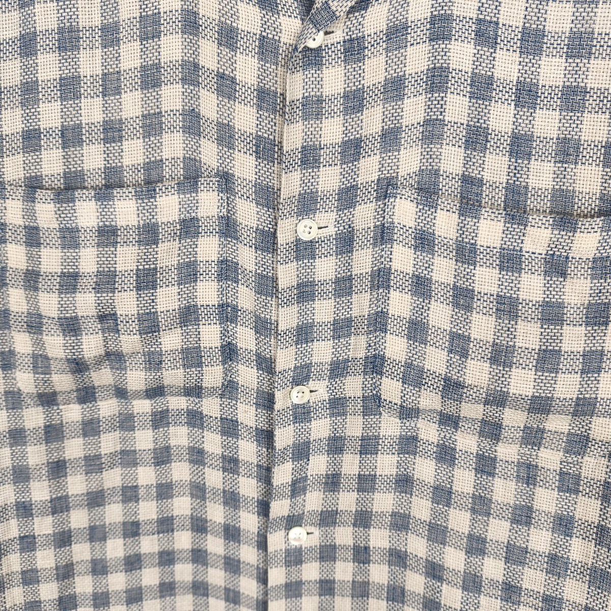 BEAMS PLUS Men's Made in Japan 100% Linen Checked Knitted Vacation Shirt