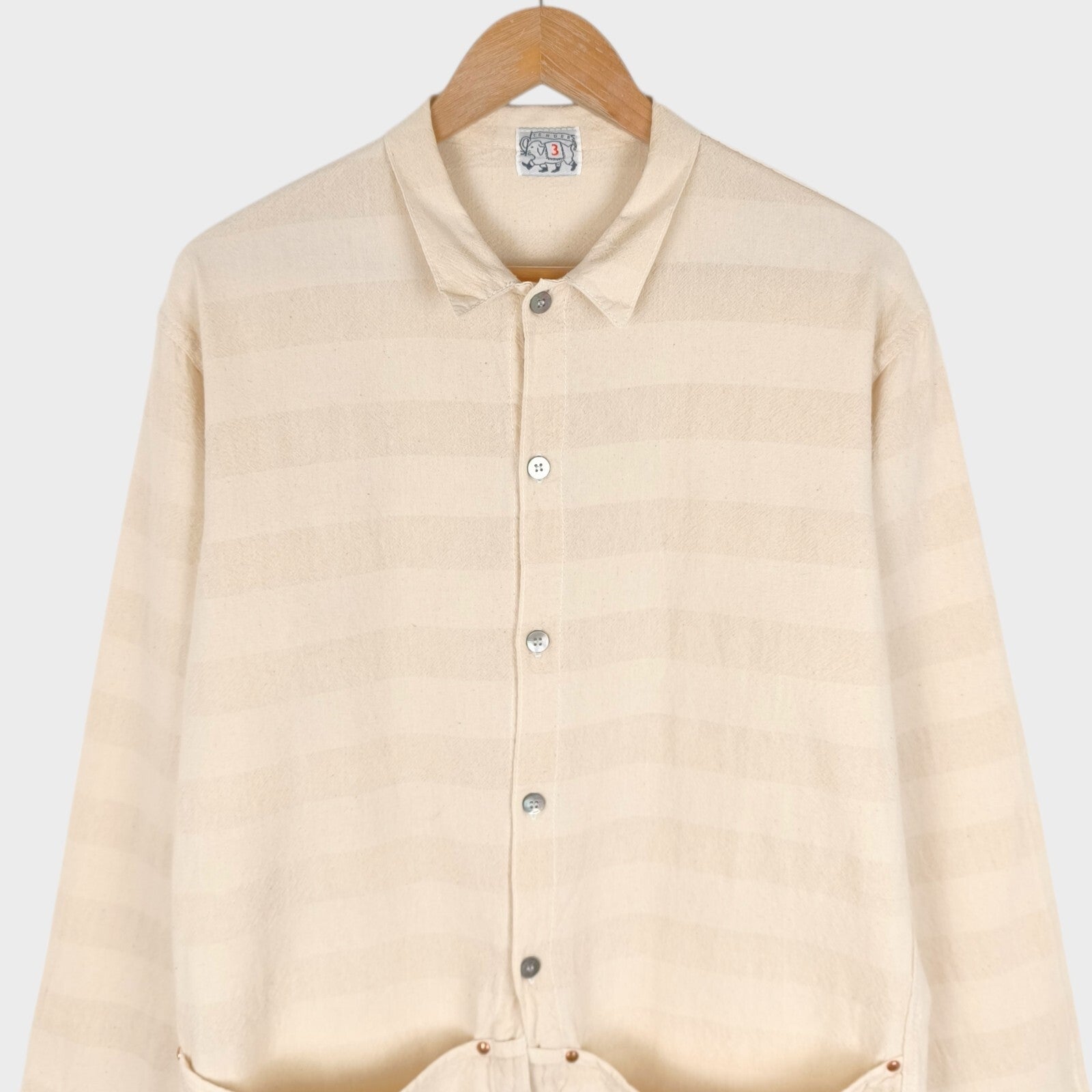 TENDER CO. Men's Made in England Cream 50/50 Cotton Wool Type 440 Overshirt