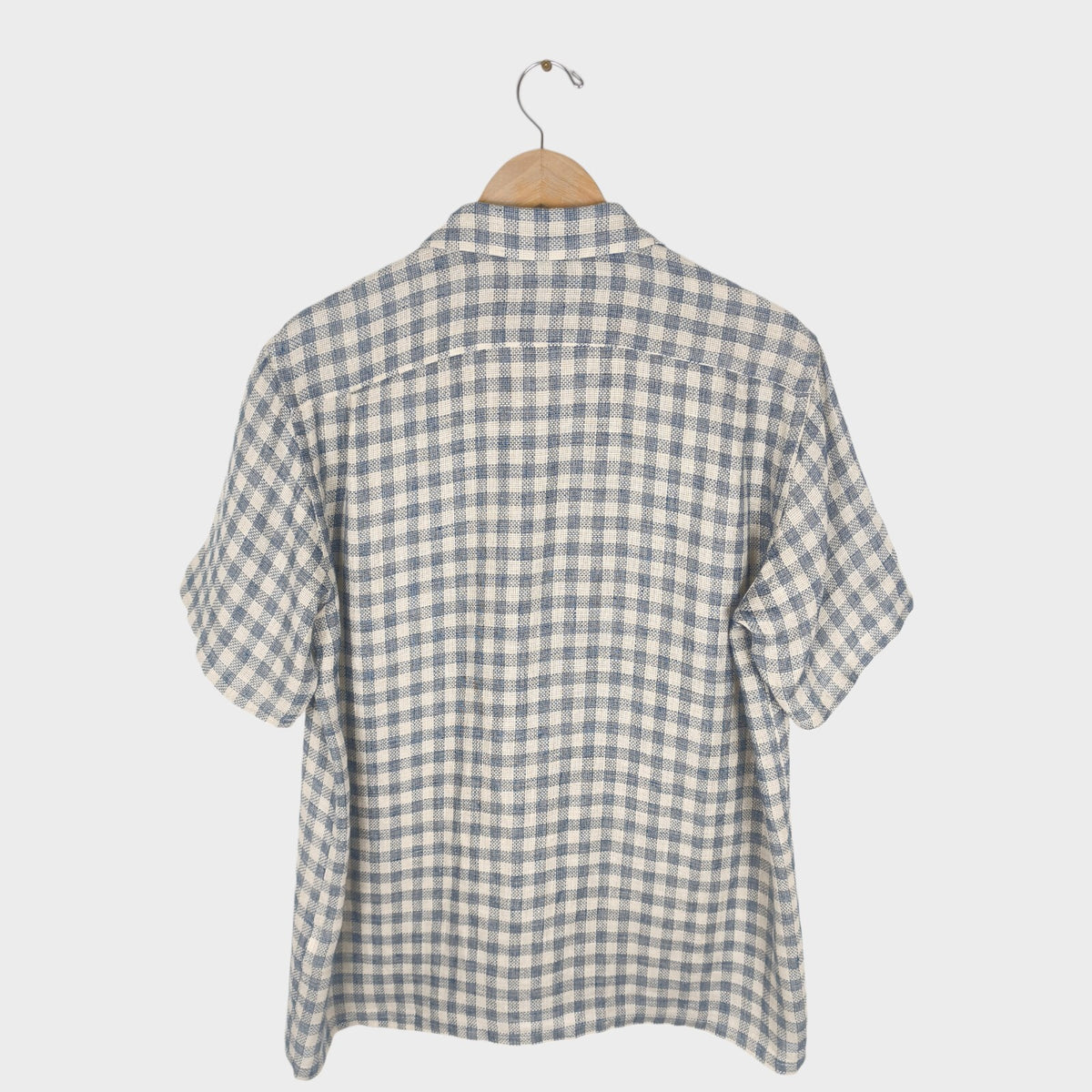 BEAMS PLUS Men's Made in Japan 100% Linen Checked Knitted Vacation Shirt