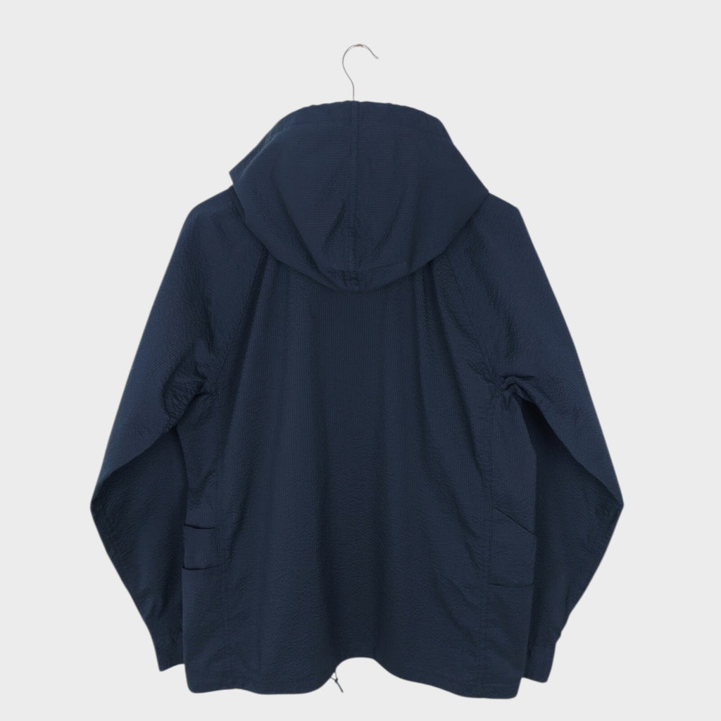 SASSAFRAS Men's Made in Japan Navy Blue Seersucker Bud Breaker Jacket