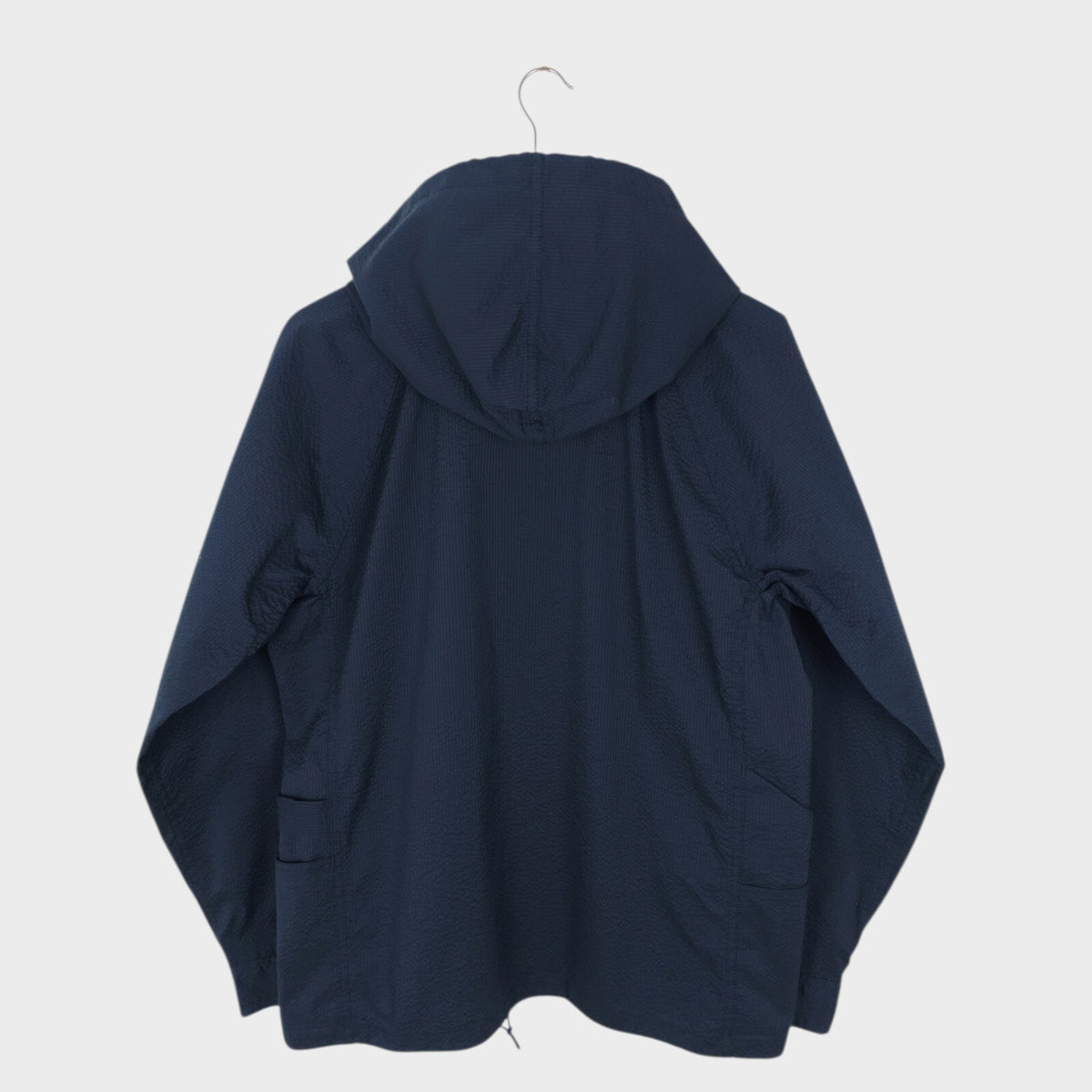 SASSAFRAS Men's Made in Japan Navy Blue Seersucker Bud Breaker Jacket