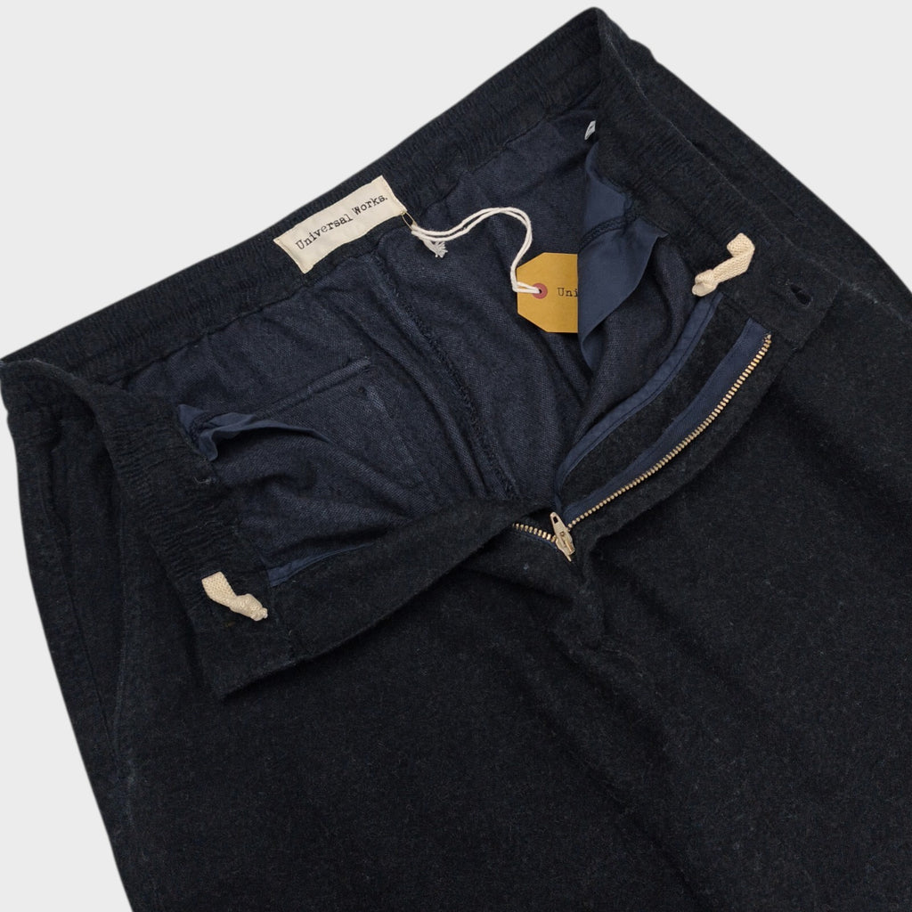 UNIVERSAL WORKS Men's Charcoal Soft Flannel Elasticated Loose Fit Trousers