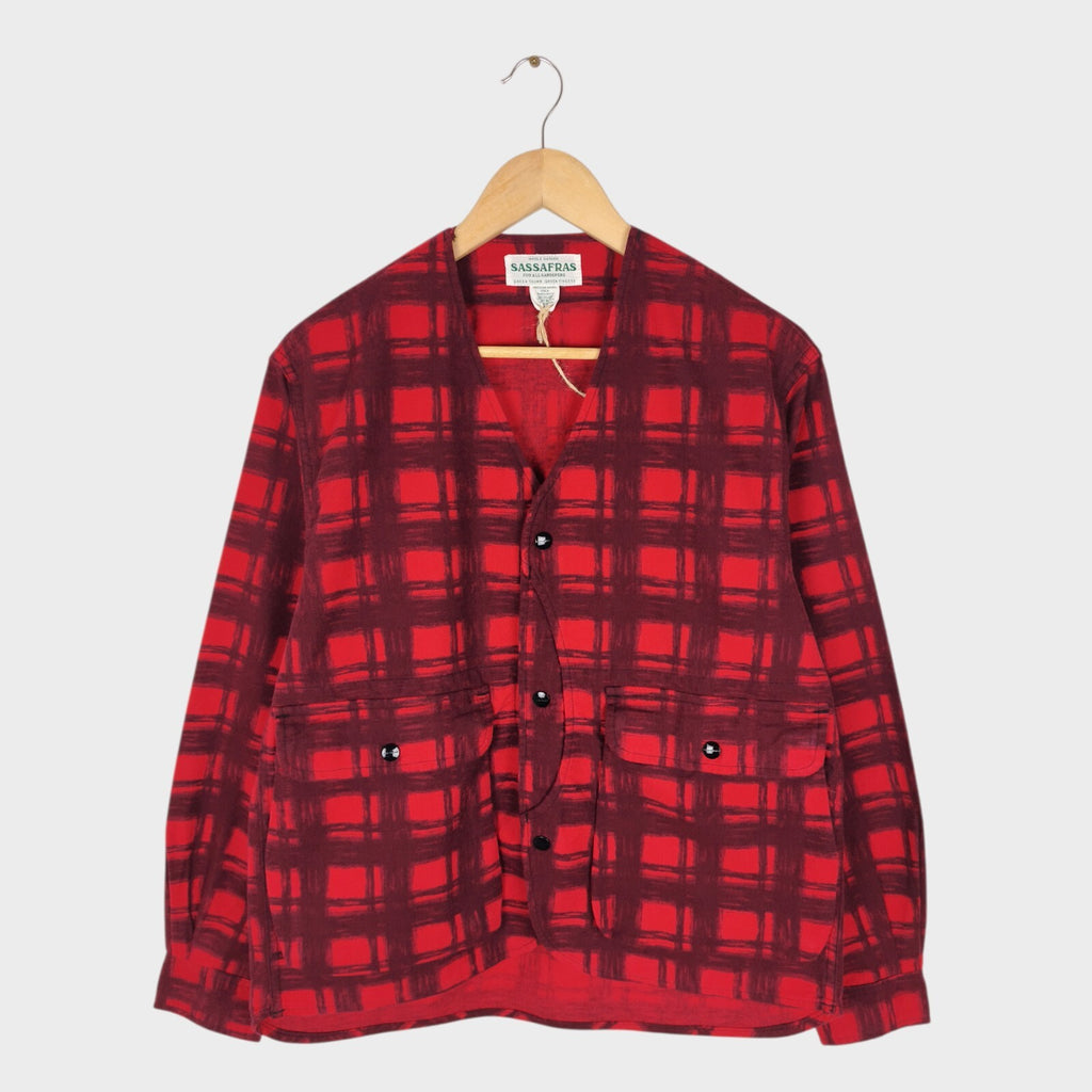 SASSAFRAS Men's Made in Japan Red Check Gardenia Hunter Flannel Jacket