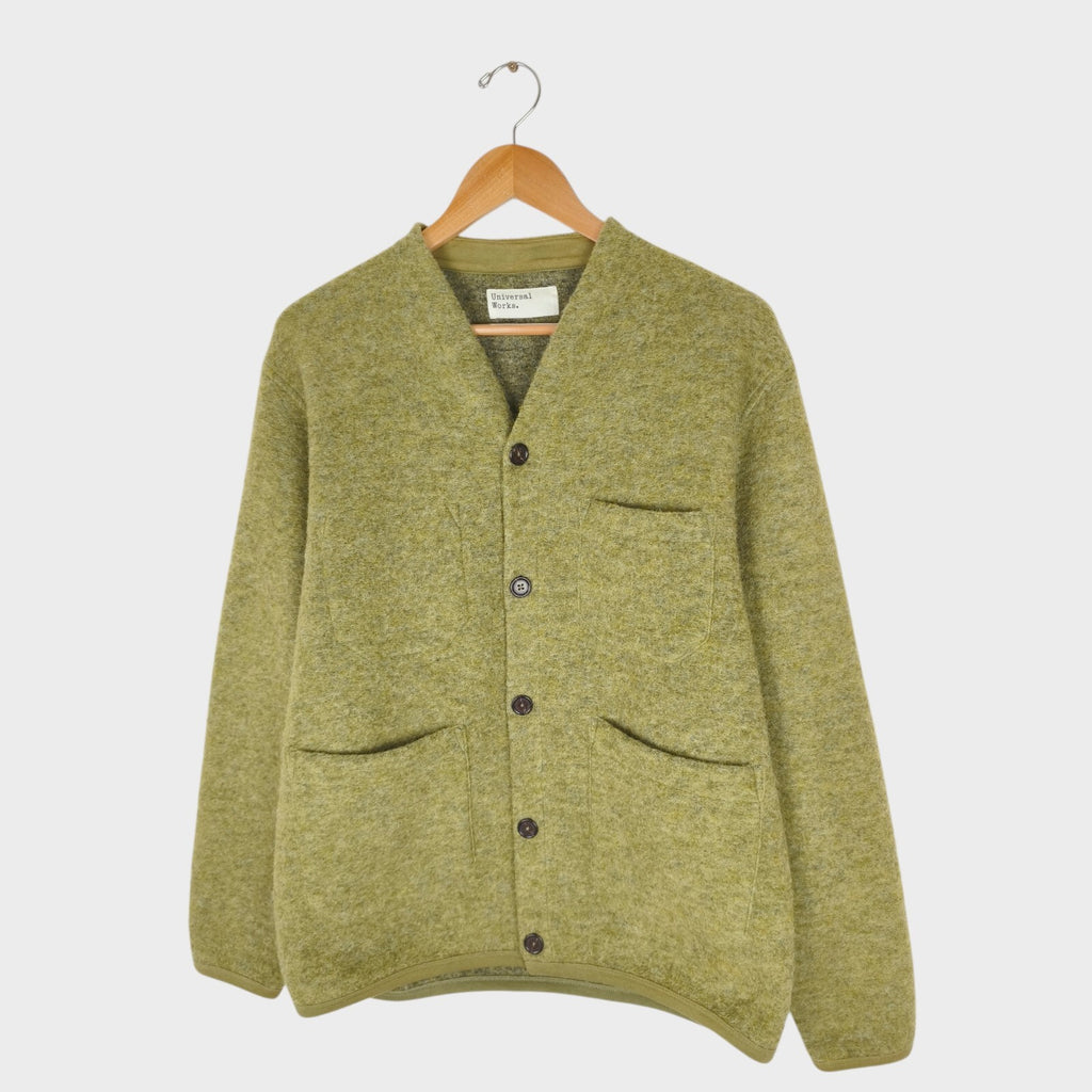 UNIVERSAL WORKS Men's Green Wool Fleece Cardigan