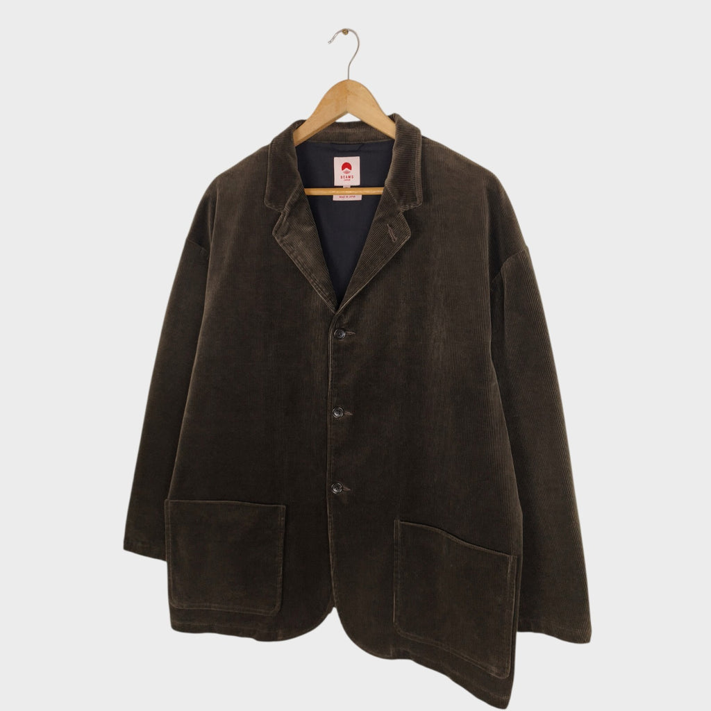 BEAMS JAPAN Men's Made in Japan Brown Corduroy Blazer Chore Jacket
