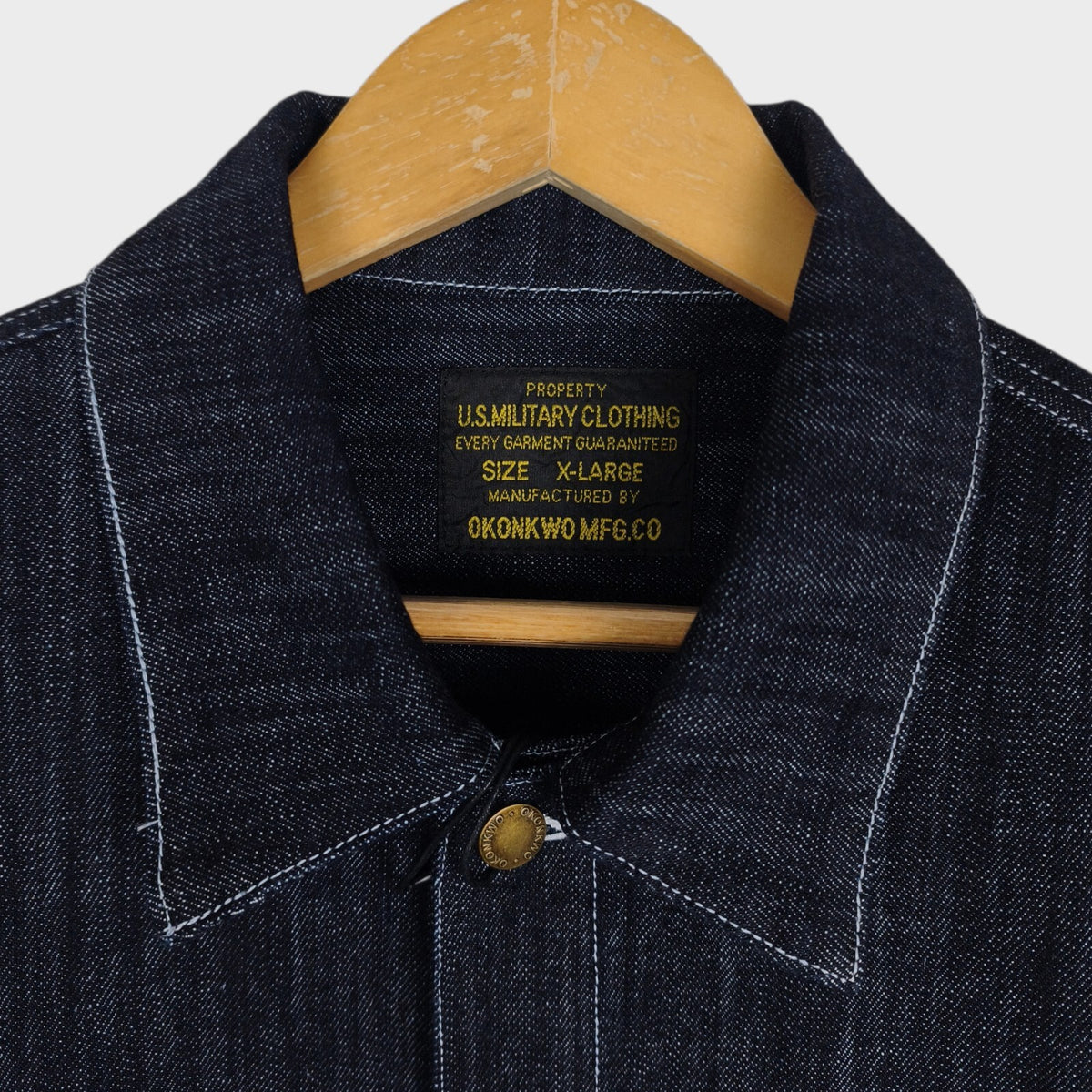 OKONKWO MFG Men's Dark Blue Embroidered Western Denim Jacket