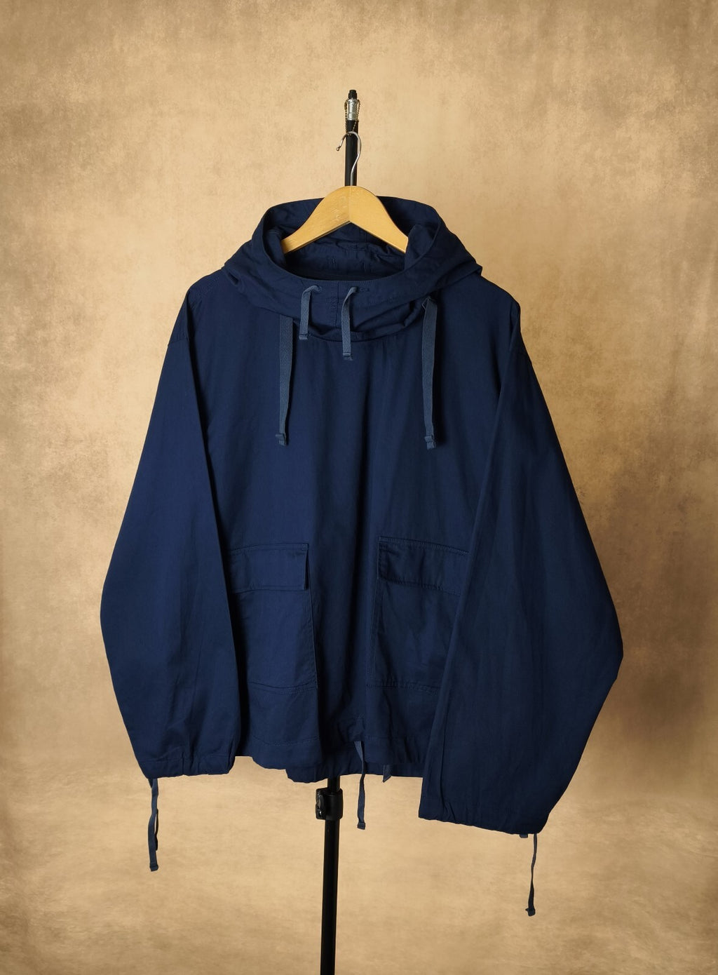 ENGINEERED GARMENTS Men's Made in USA Navy Blue Cotton Parka Cagoule Smock