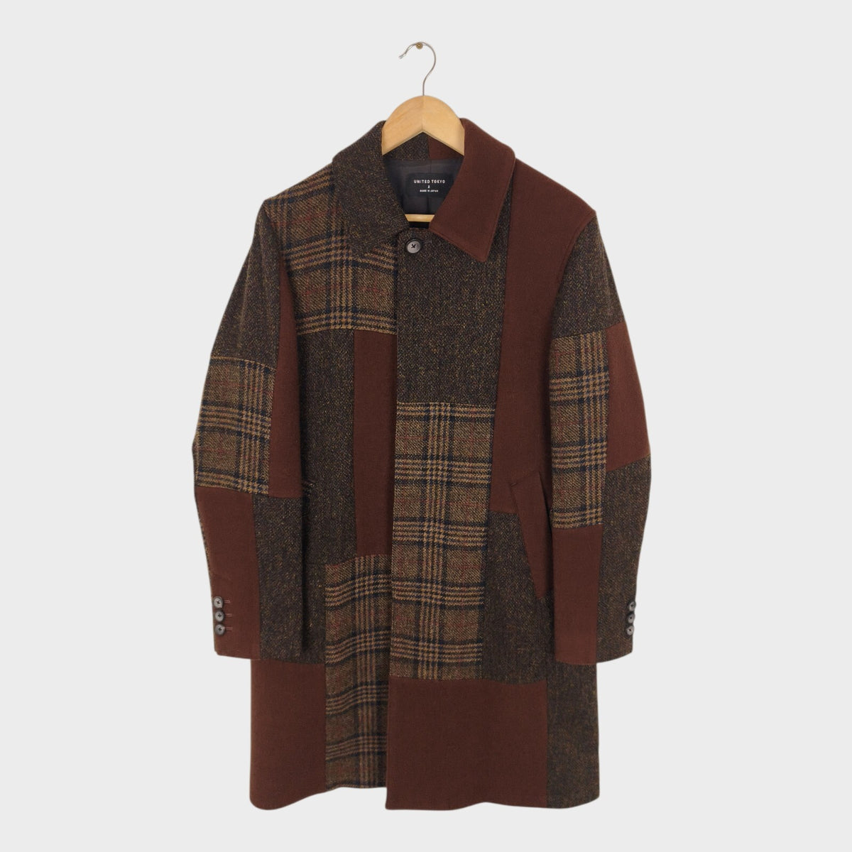 UNITED TOKYO Men's Made in Japan Wool Blend Patchwork Coat