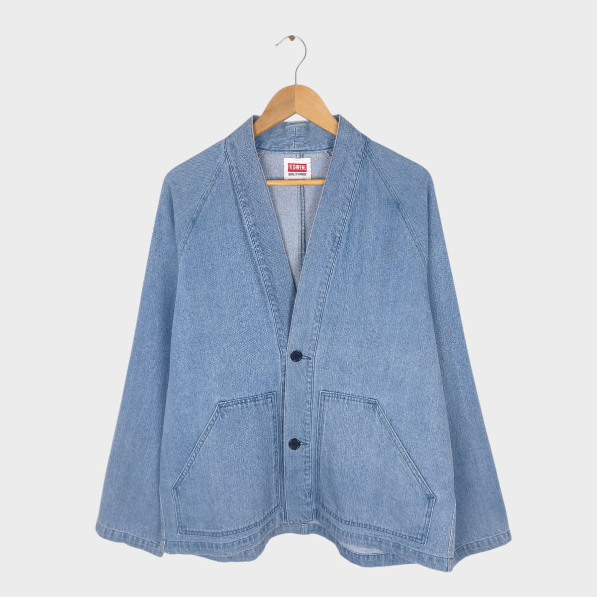 EDWIN Japan Men's Light Blue Denim V-Neck Cardigan Jacket