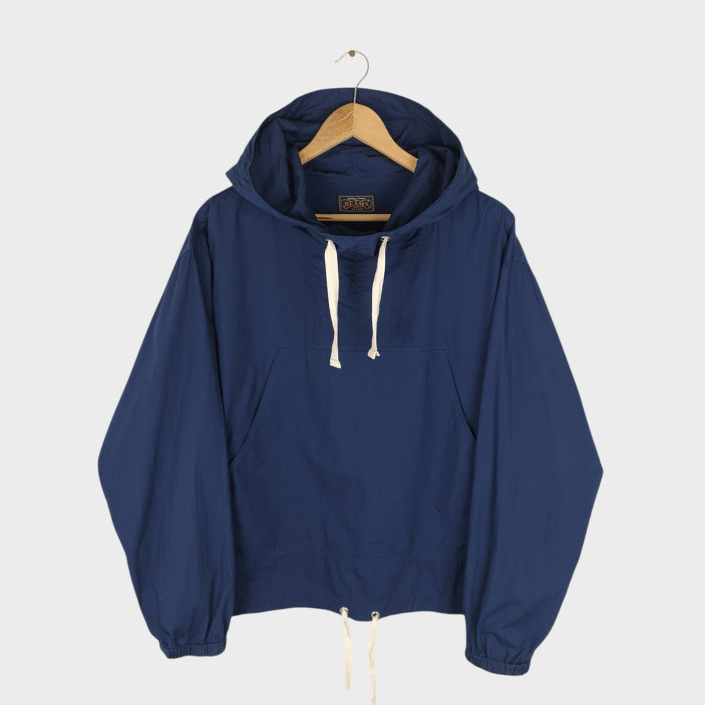 BEAMS PLUS Men's Navy Blue Oversized Fit Sports Smock Anorak Parka Jacket