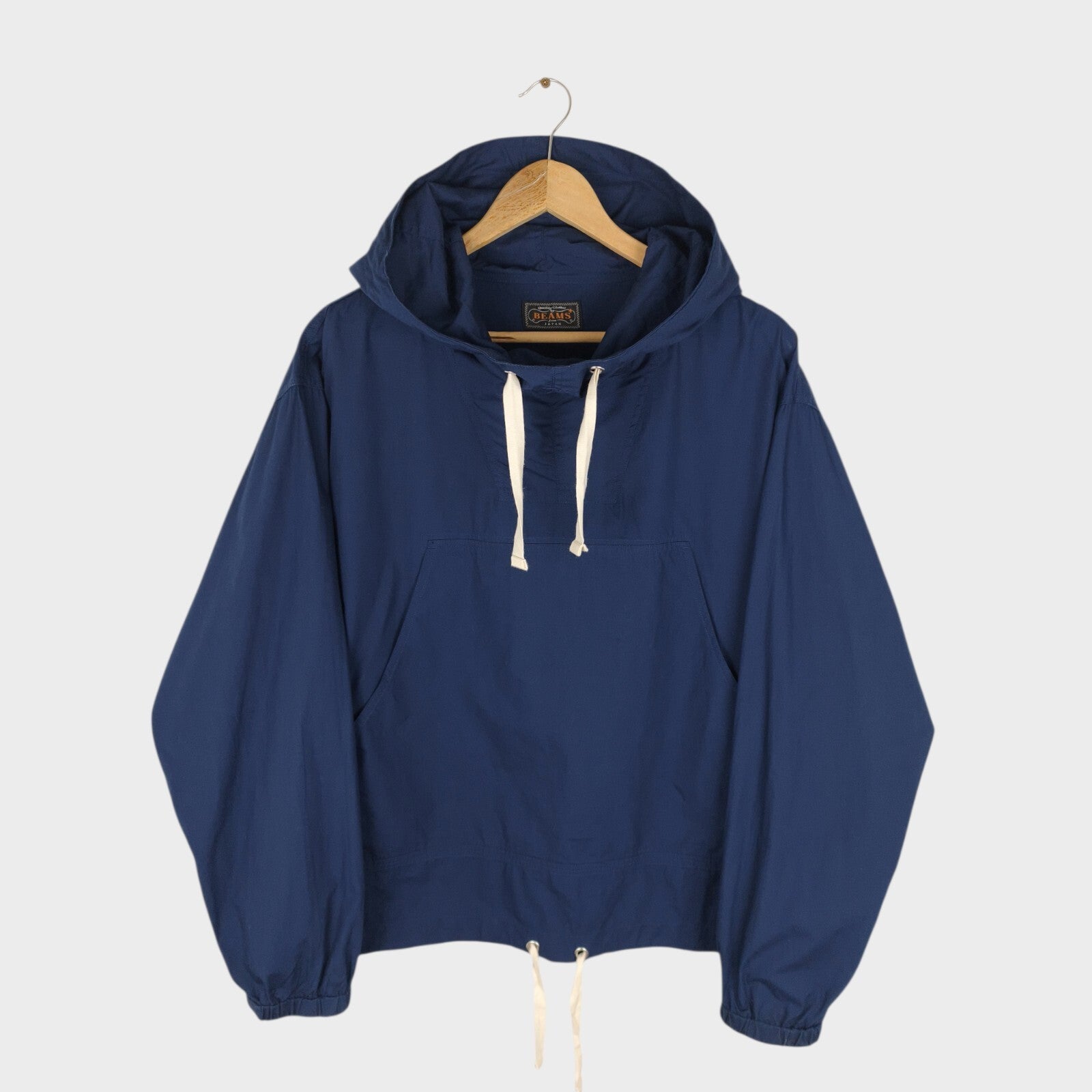 BEAMS PLUS Men's Navy Blue Oversized Fit Sports Smock Anorak Parka Jacket