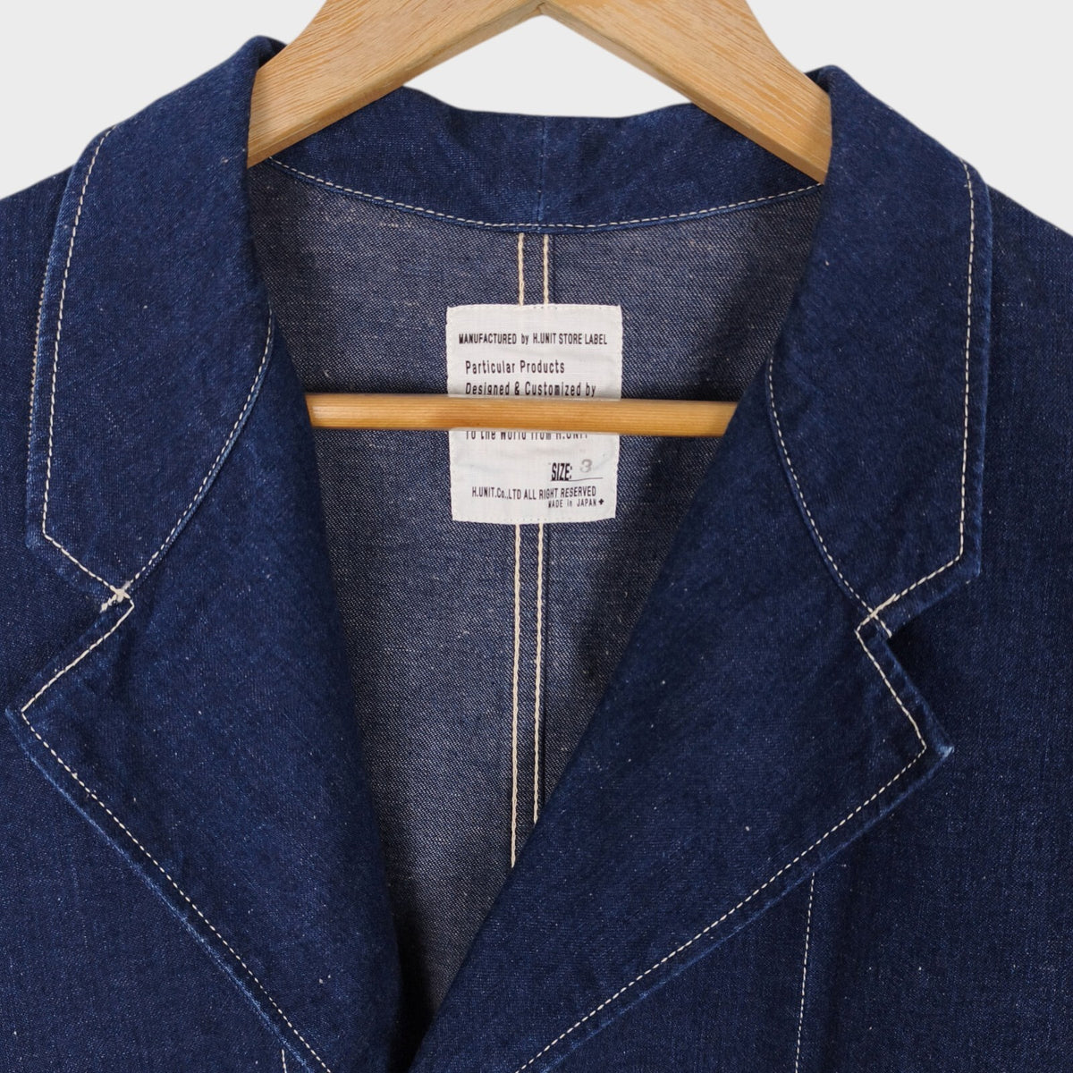 H.UNIT Men's Made in Japan Blue Denim Double-Breasted Chore Jacket