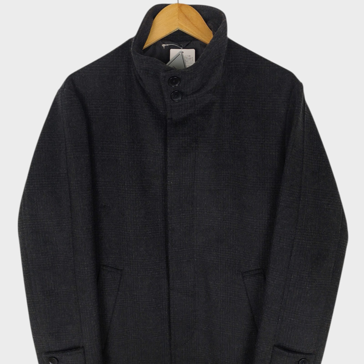BEAMS B:MING Men's Windproof Stand Collar Tasmania Wool Blend Coat