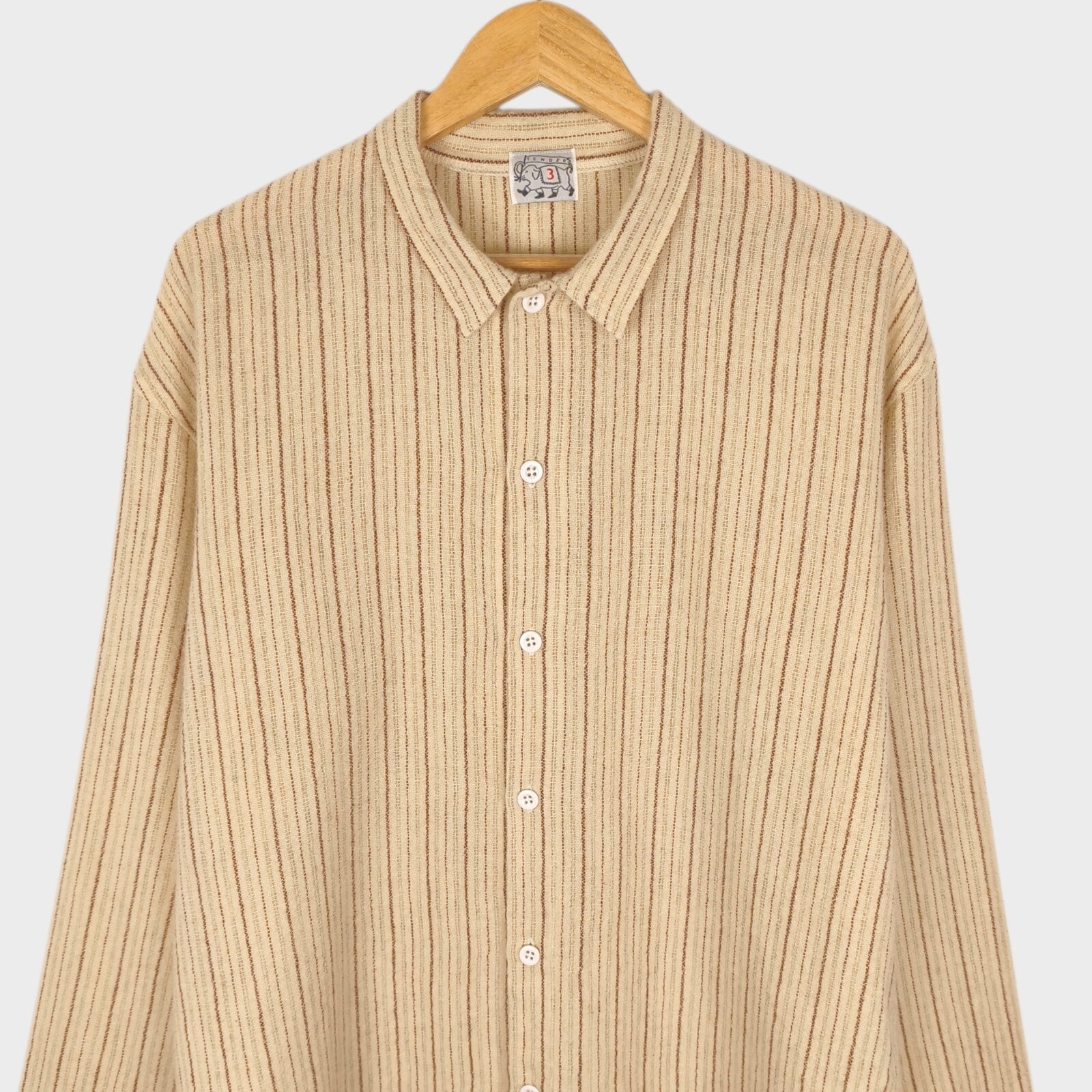 TENDER CO. Men's Made in England Striped Weaver's Stock 100% Wool Shirt