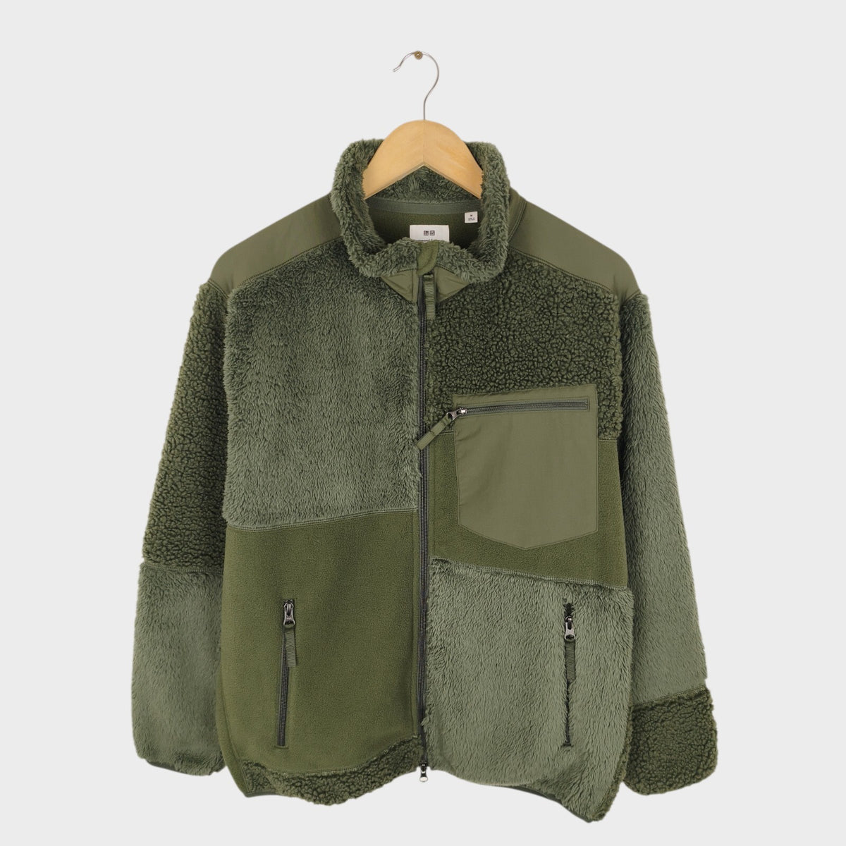 ENGINEERED GARMENTS x UNIQLO Men's Green Patchwork Fleece Zip Jacket