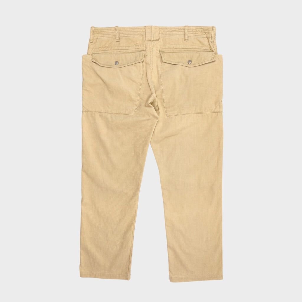 SASSAFRAS Men's Made in Japan Cream/Beige Corduroy Cargo Trousers