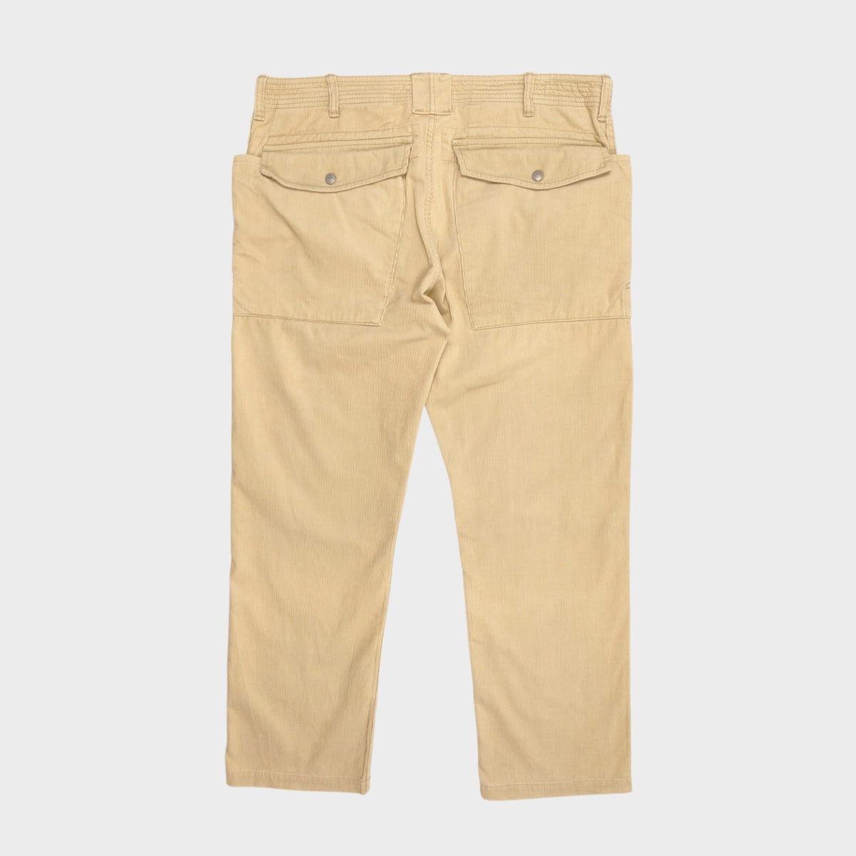 SASSAFRAS Men's Made in Japan Cream/Beige Corduroy Cargo Trousers