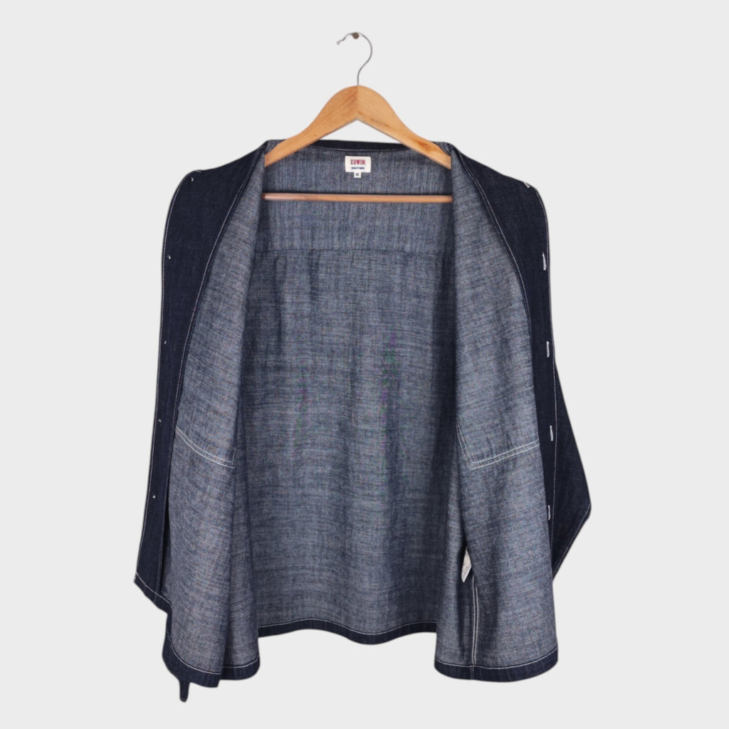 EDWIN Japan Men's Relaxed Fit Blue Denim Utility Overshirt
