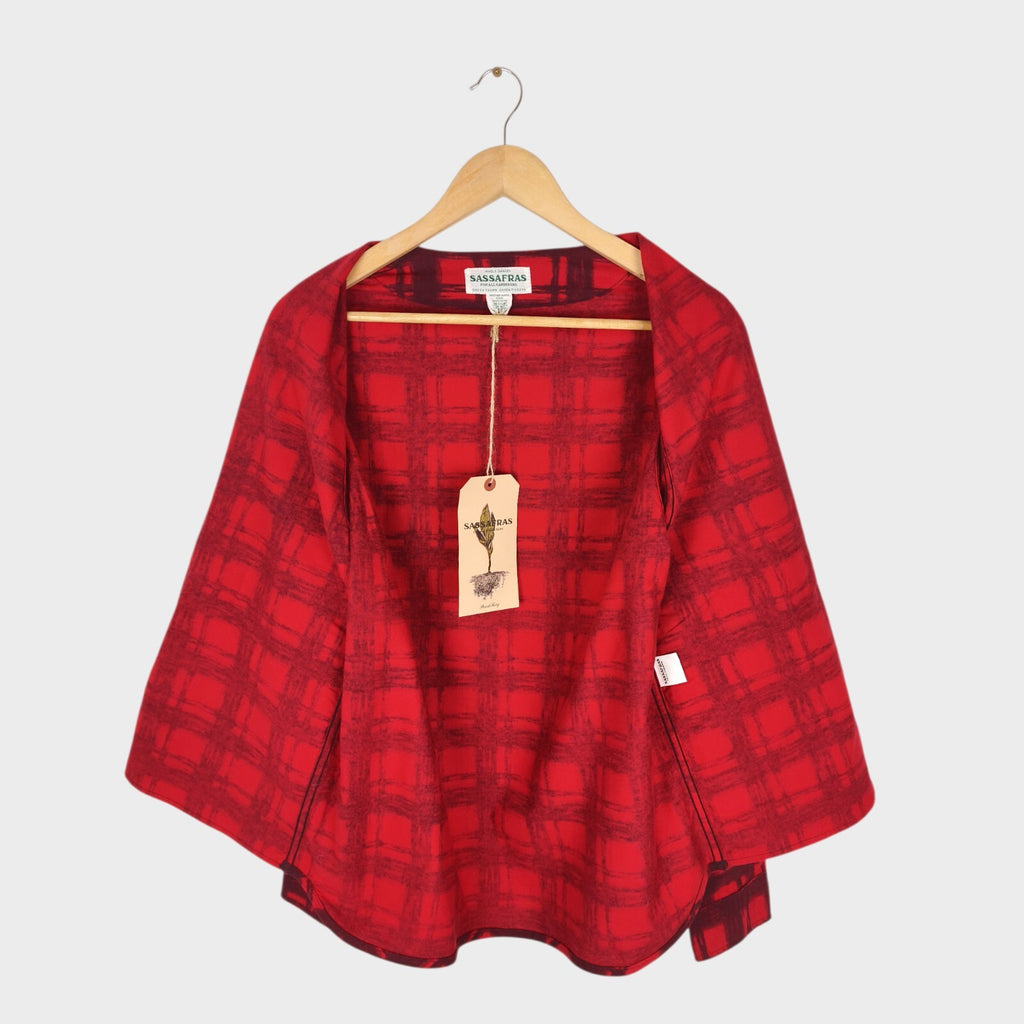 SASSAFRAS Men's Made in Japan Red Check Gardenia Hunter Flannel Jacket