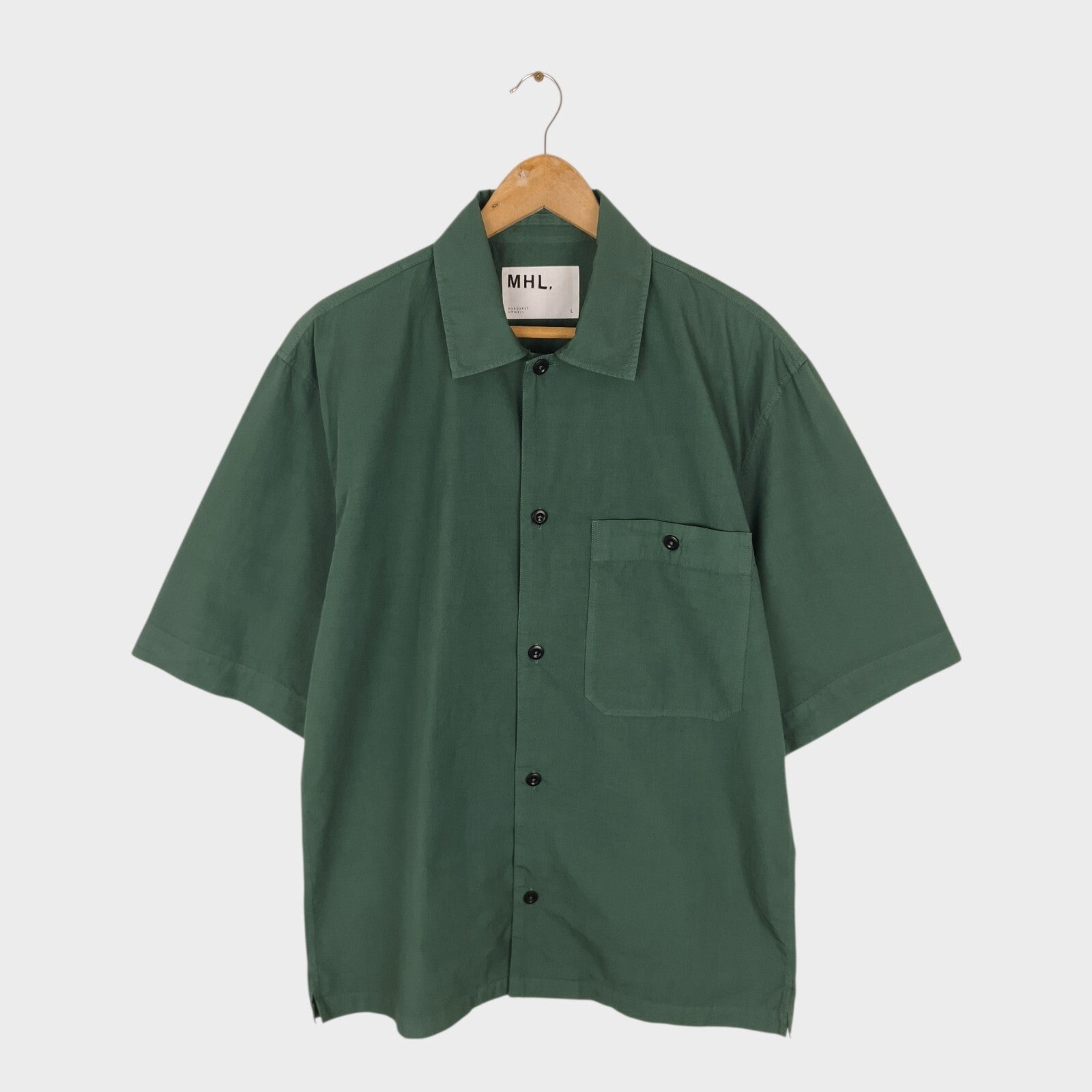 MHL MARGARET HOWELL Men's Green Relaxed Fit Short Sleeved Shirt