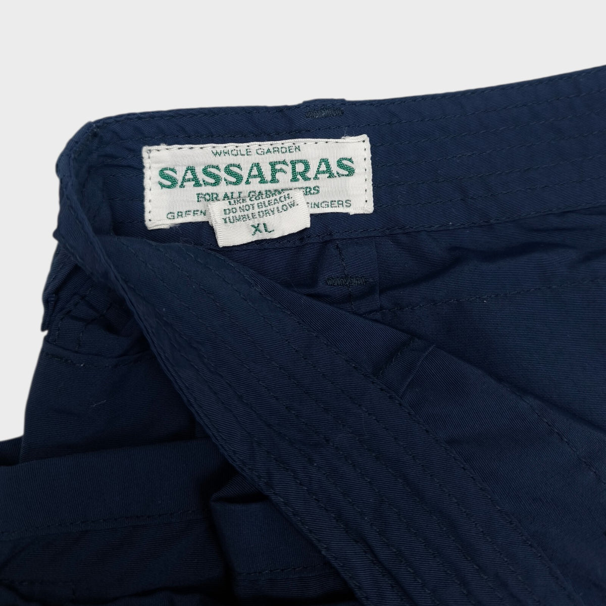 SASSAFRAS Men's Made in Japan Navy Overgrown Hiker Cargo Shorts
