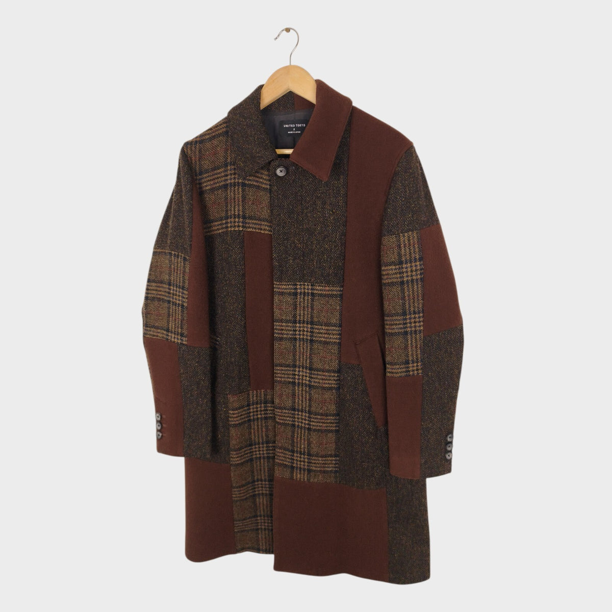 UNITED TOKYO Men's Made in Japan Wool Blend Patchwork Coat