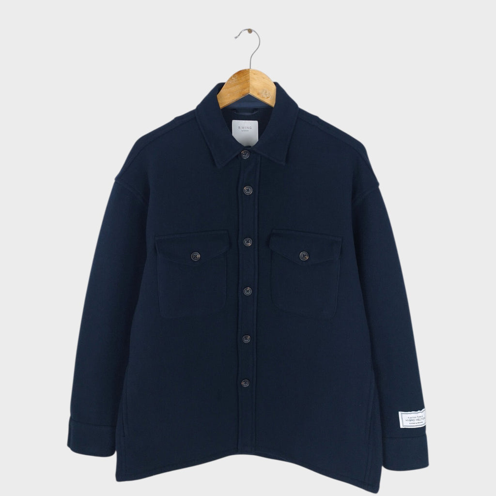 BEAMS B:MING Men's Navy Blue Hybrid Melton Fleece Blouson Jacket