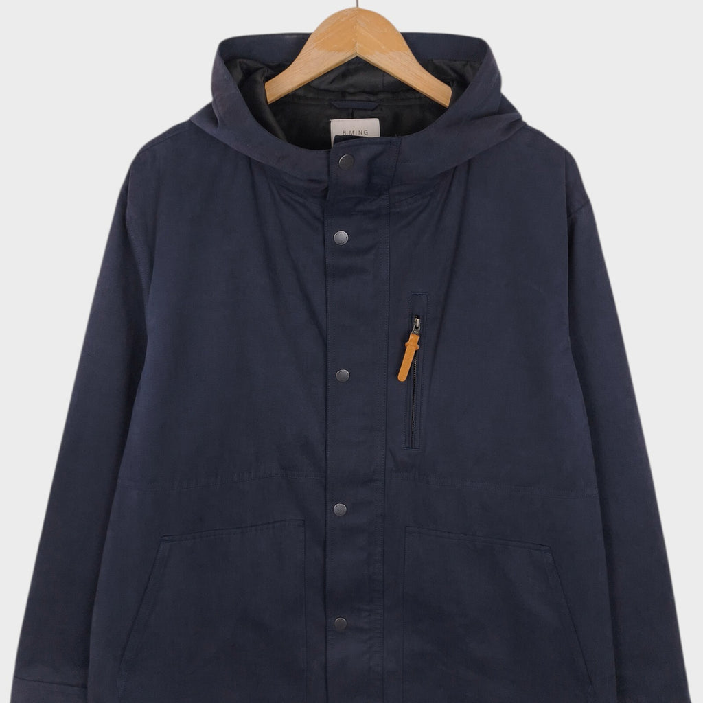 BEAMS B:MING Men's Navy Blue Waterproof Mountain Parka Jacket