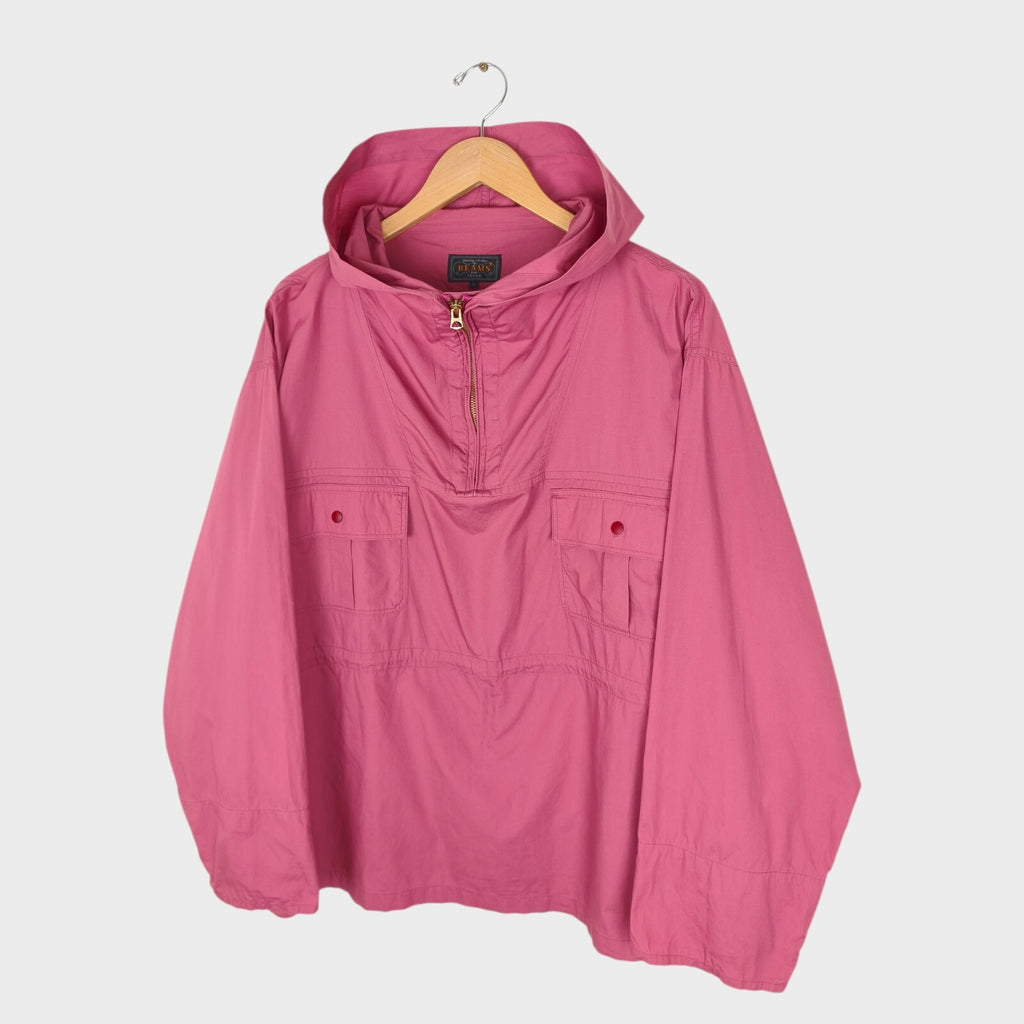BEAMS PLUS Men's Pink Oversized Smock Anorak Parka Jacket