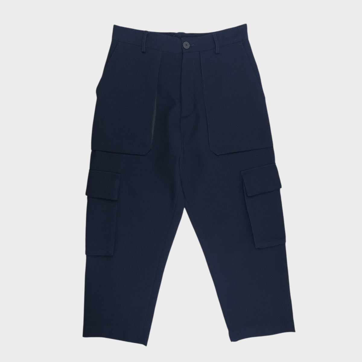 STUDIO NICHOLSON x ZARA Men's Navy Blue 100% Wool Cropped Cargo Trousers