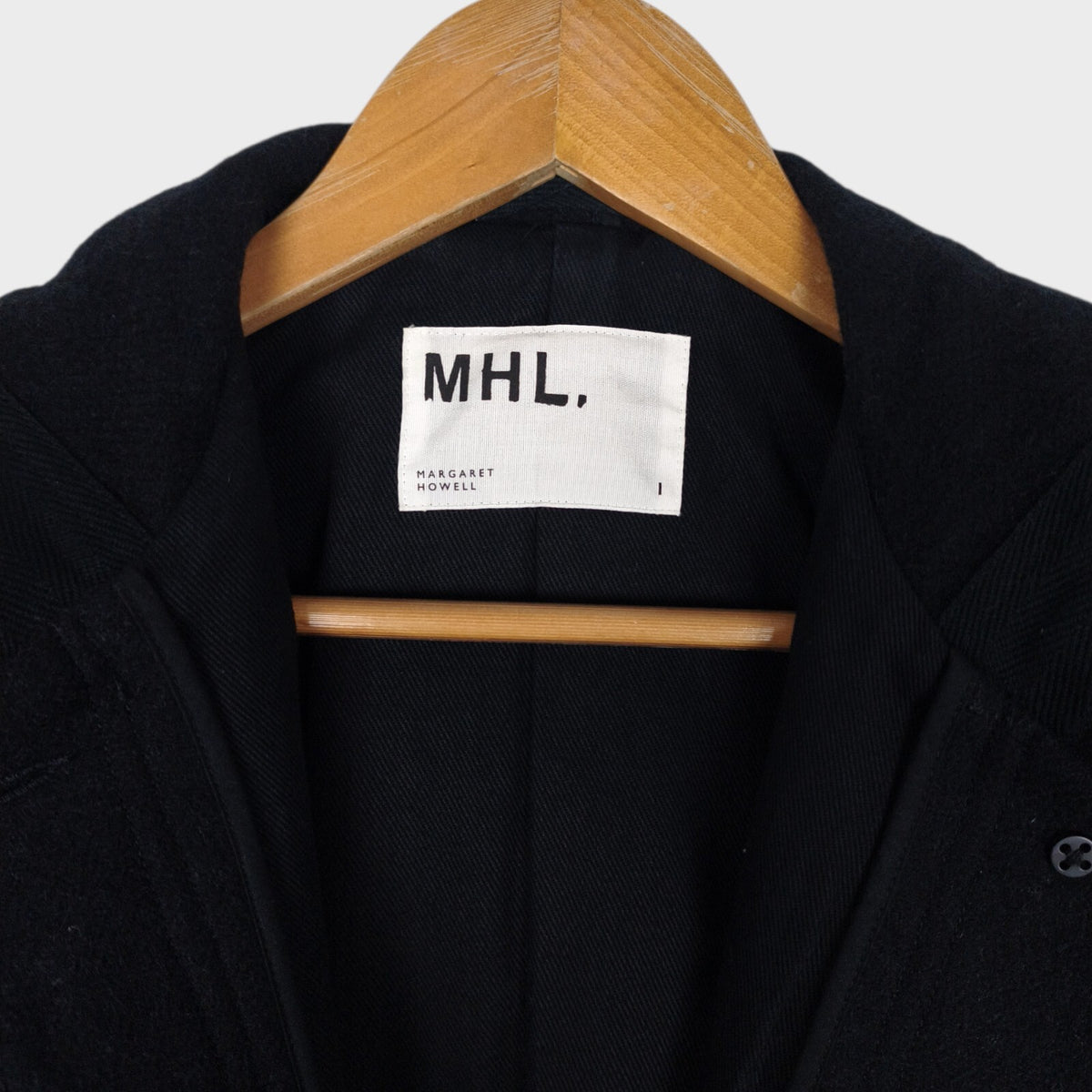 MHL MARGARET HOWELL Women's Navy Blue 100% Wool Hooded Coat