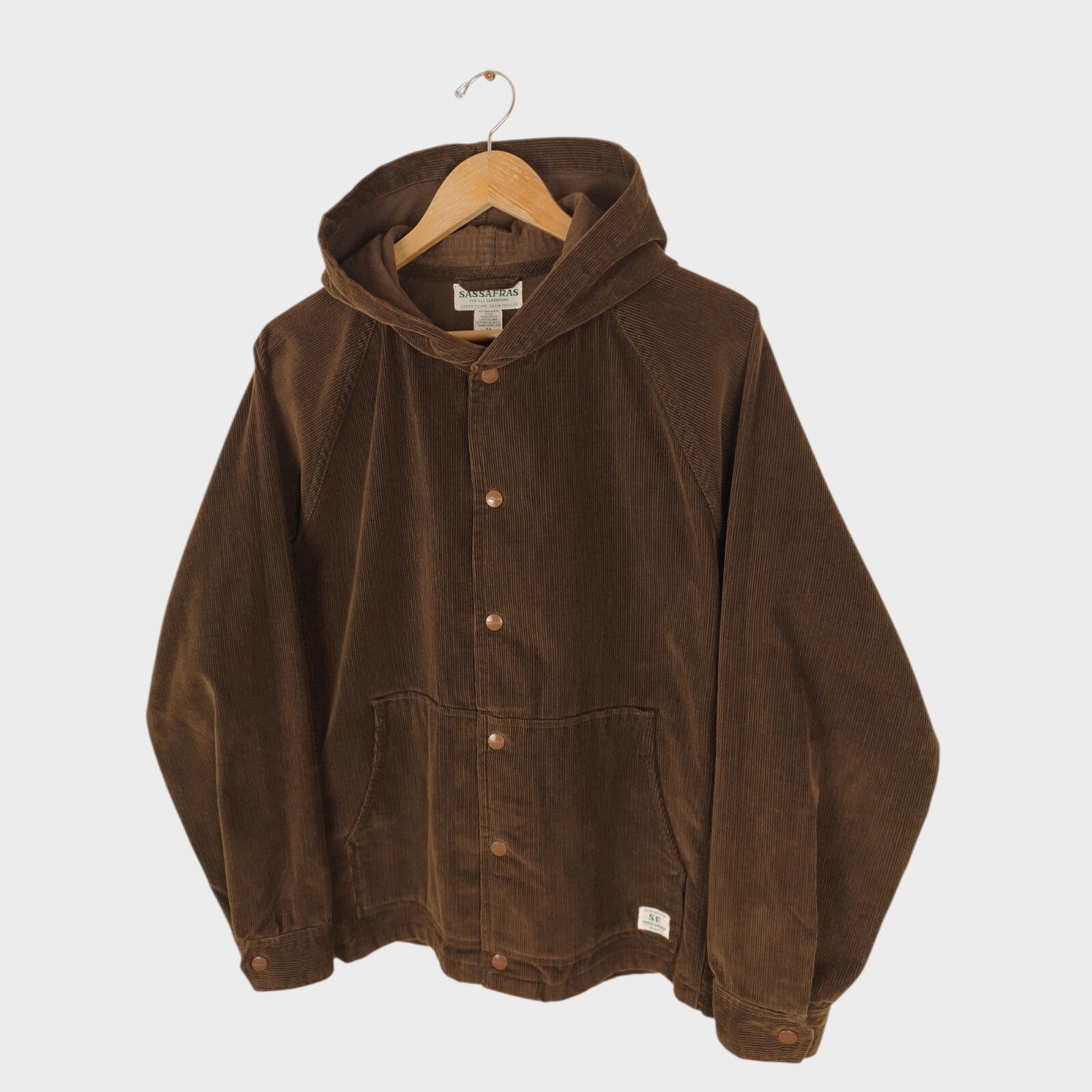 SASSAFRAS Men's Made in Japan Brown Corduroy Bud Breaker Jacket