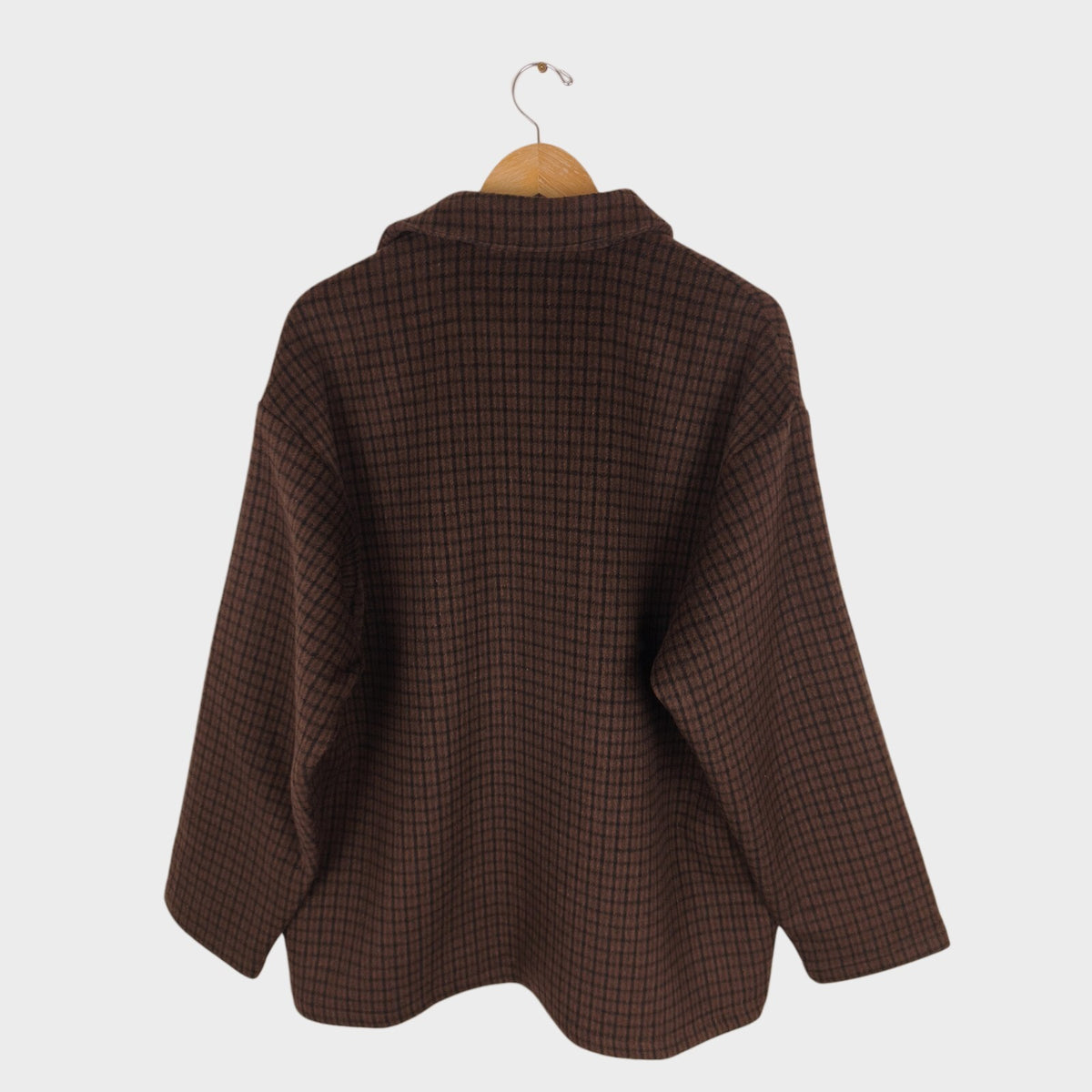 BEAMS B:MING Men's Brown Check Tasmania Wool Blend Chore Jacket