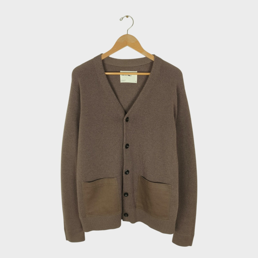 MHL MARGARET HOWELL Men's Taupe 100% Wool Cardigan