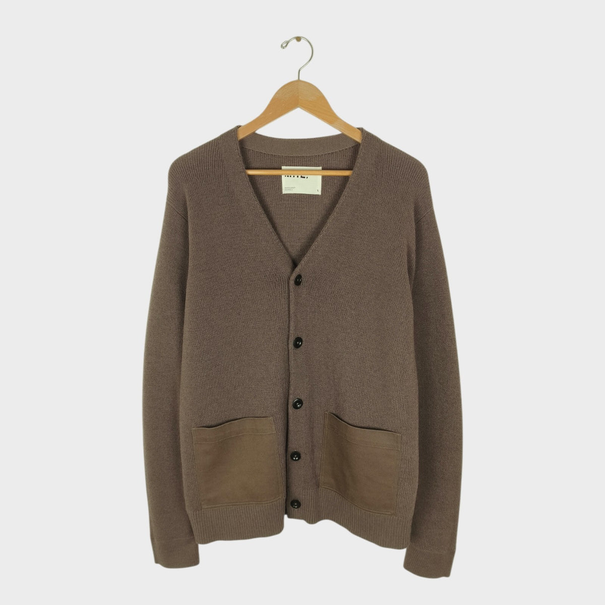 MHL MARGARET HOWELL Men's Taupe 100% Wool Cardigan