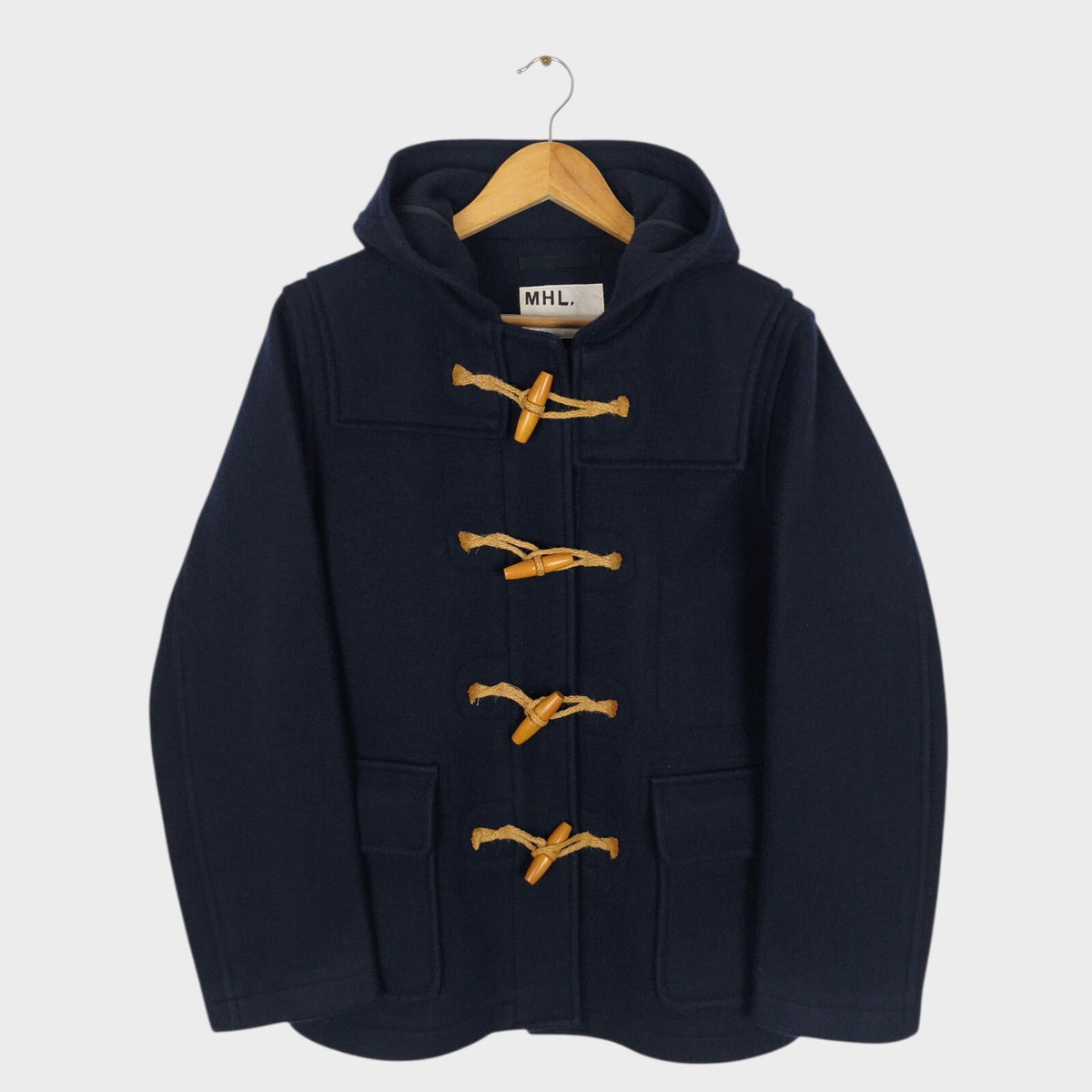 MHL MARGARET HOWELL Men's Navy Heavyweight Wool Blend Duffle Coat