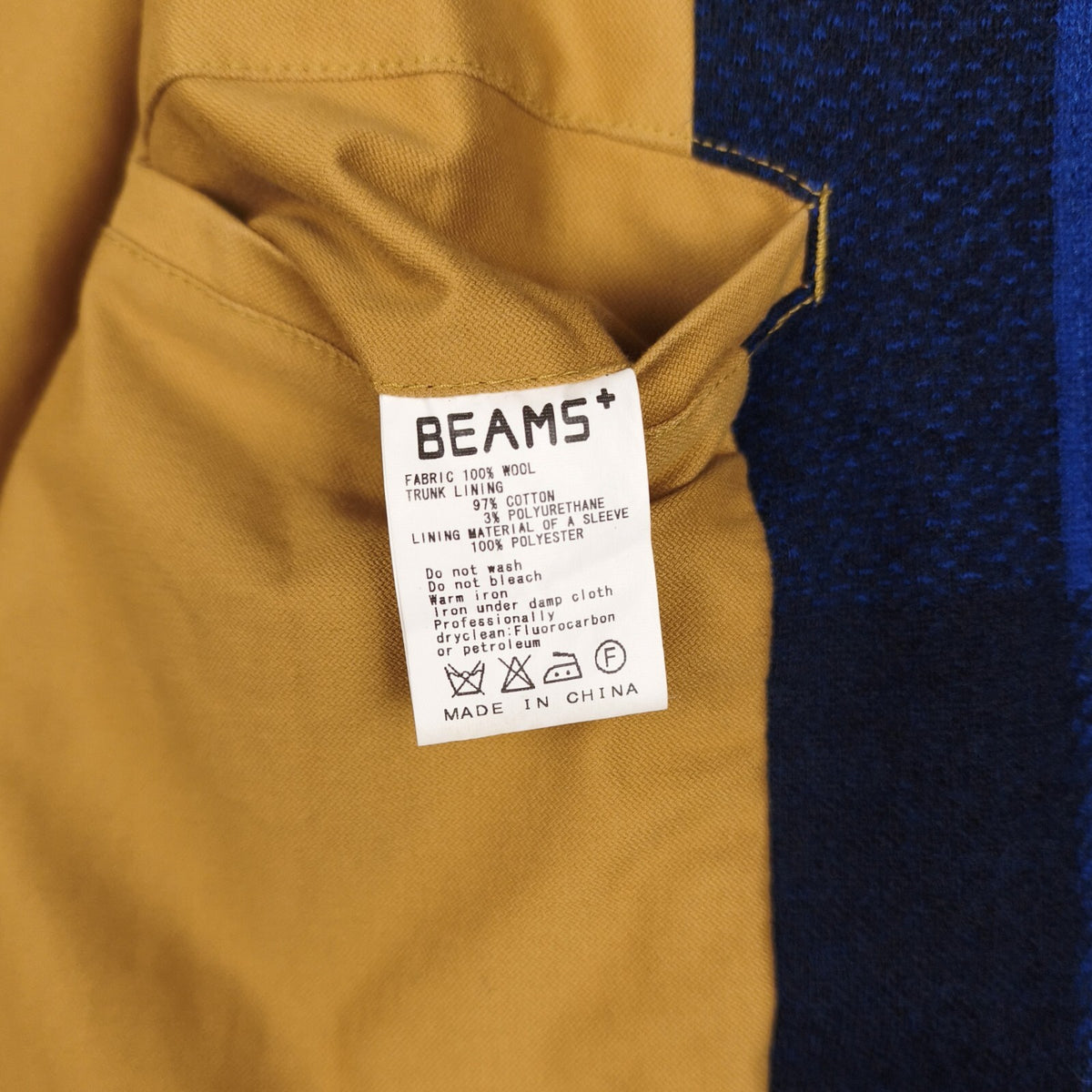 BEAMS PLUS Men's 100% Wool Blue Check Hooded Mackinaw Cruiser Jacket