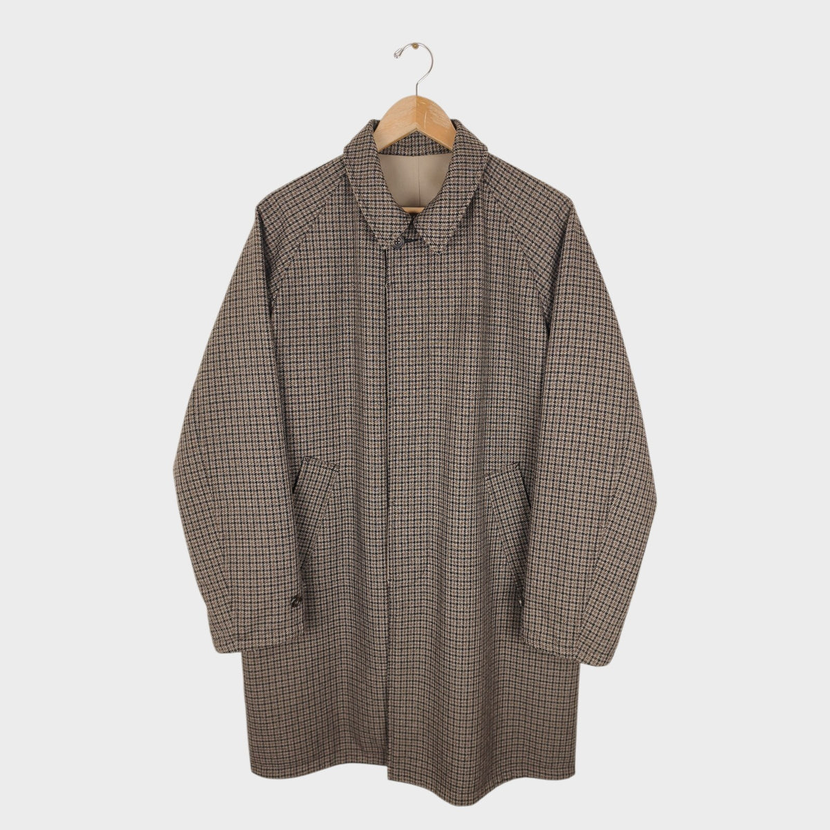 BEAMS PLUS Men's Dogtooth Heavyweight Reversible Balmacaan Coat