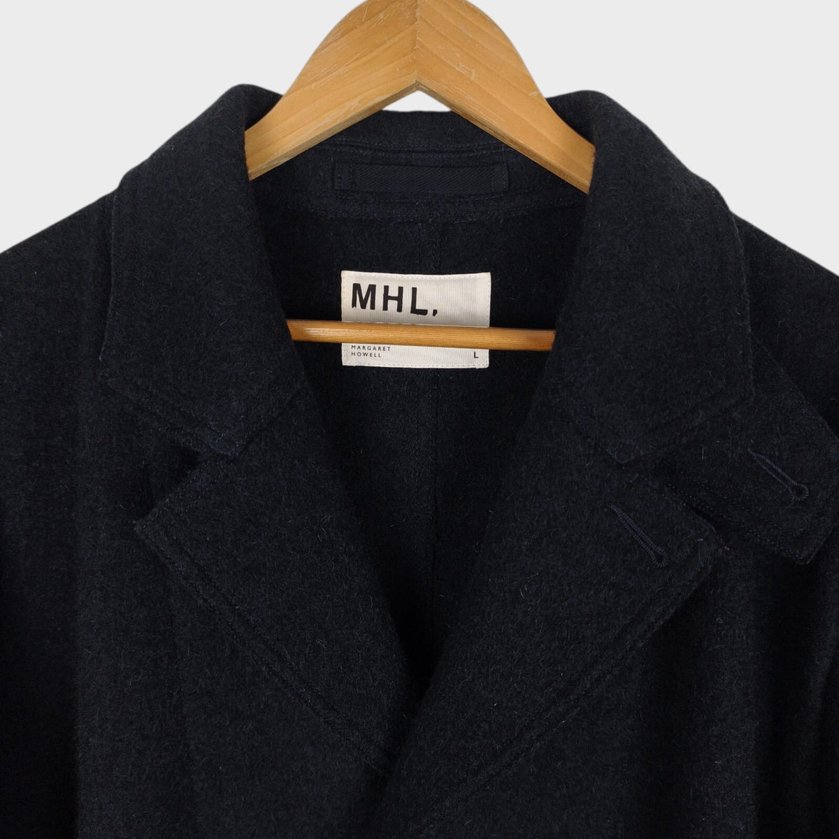 MHL MARGARET HOWELL Men's Dark Navy Heavyweight 100% Wool Coat