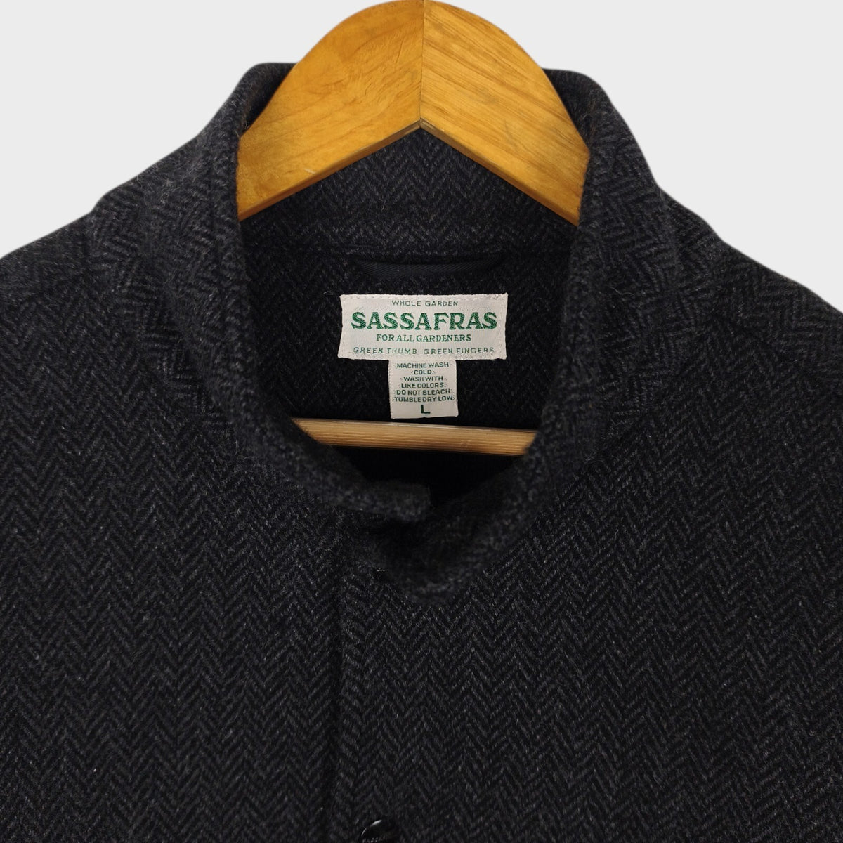 SASSAFRAS Men's Made in Japan Grey Gardener Cap Wool Herringbone Blanket Jacket