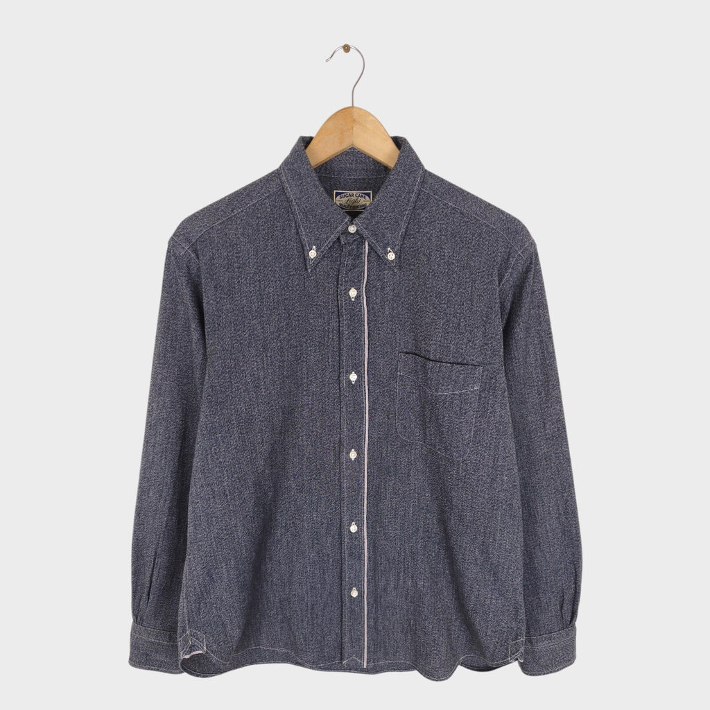 SUGAR CANE Men's Made in Japan Dark Blue Melange Work Shirt