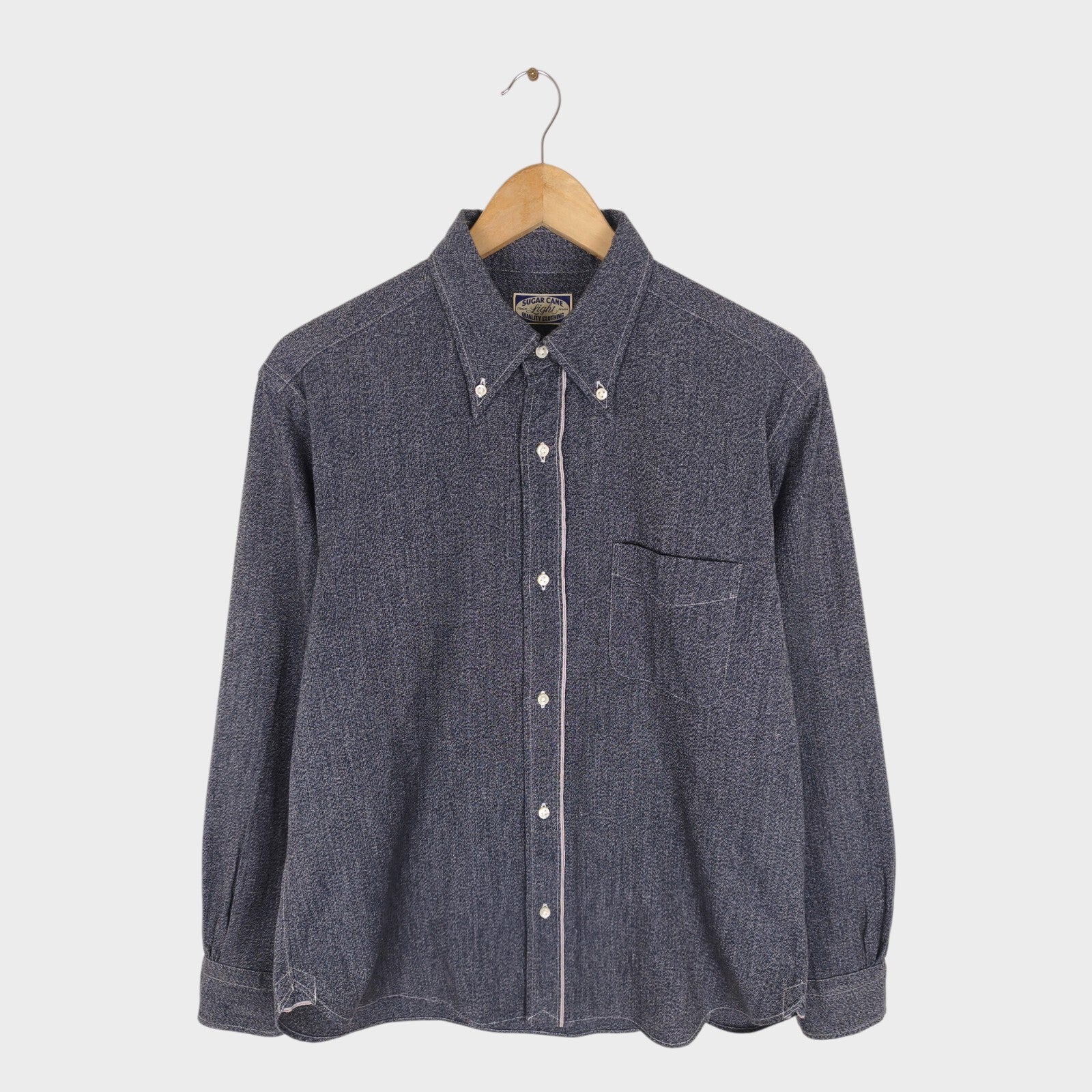 SUGAR CANE Men's Made in Japan Dark Blue Melange Work Shirt