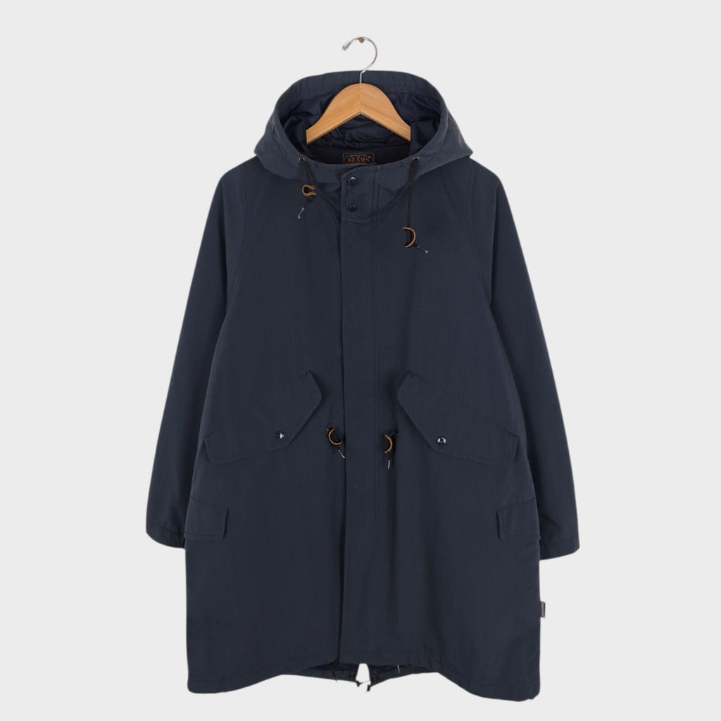 BEAMS PLUS Men's Dark Blue Gore Windstopper Waterproof Mod Parka Jacket