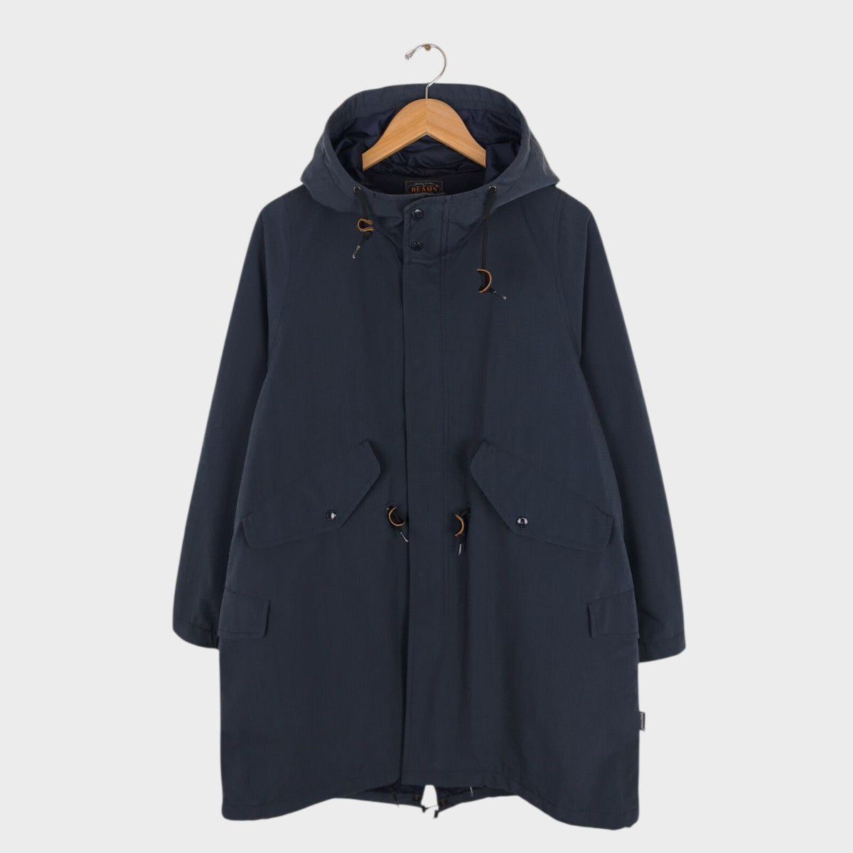 BEAMS PLUS Men's Dark Blue Gore Windstopper Waterproof Mod Parka Jacket