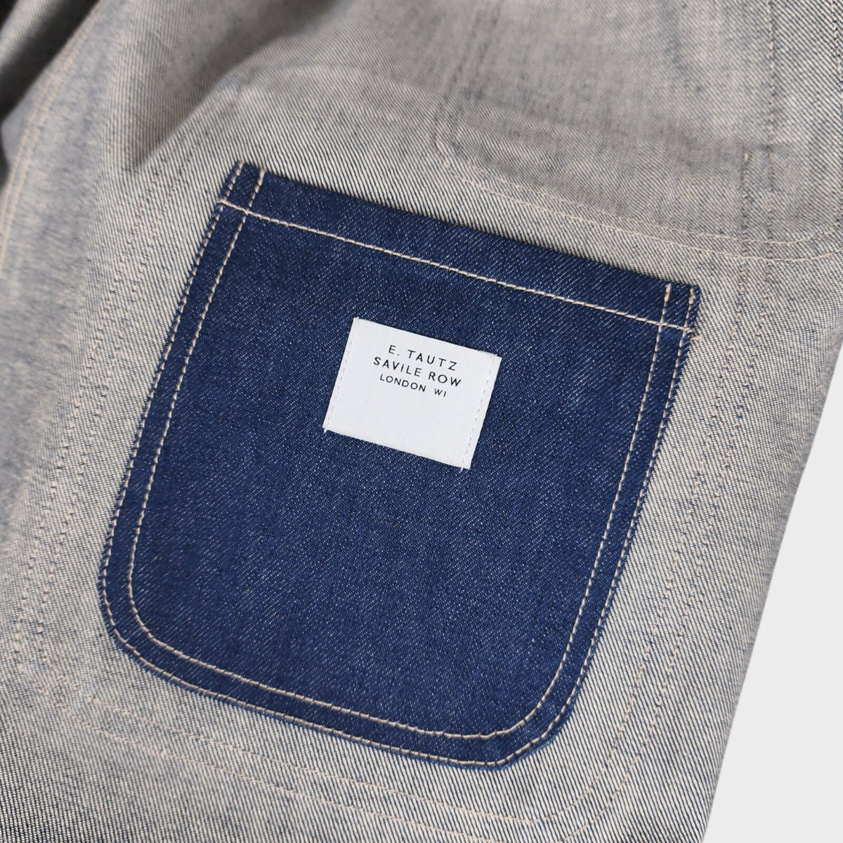 E.TAUTZ Men's Blue Made in UK Rigid Raw Denim Chore Jacket